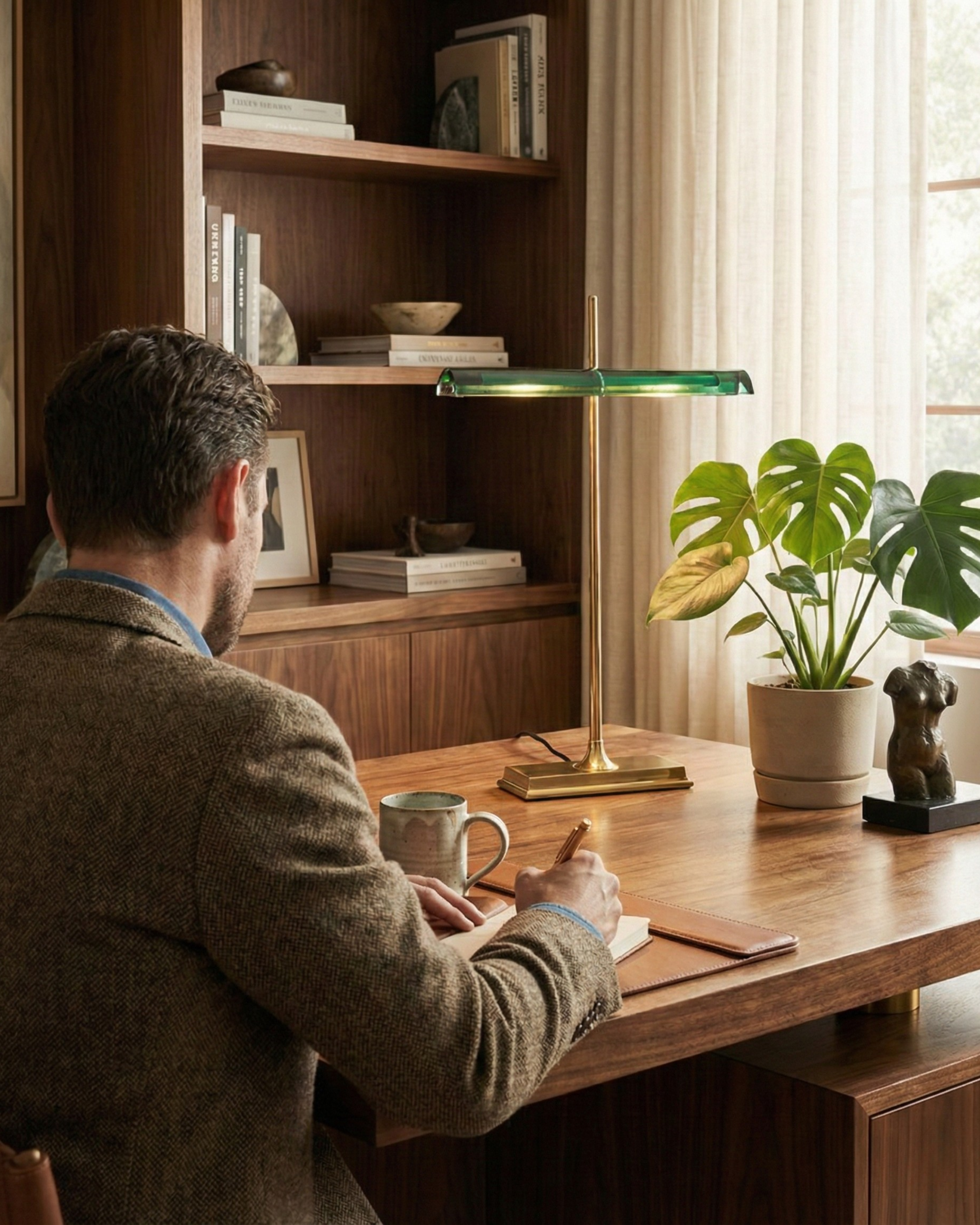 Lampe de Bureau style banquier vintage vert et or | MONA Korven studio