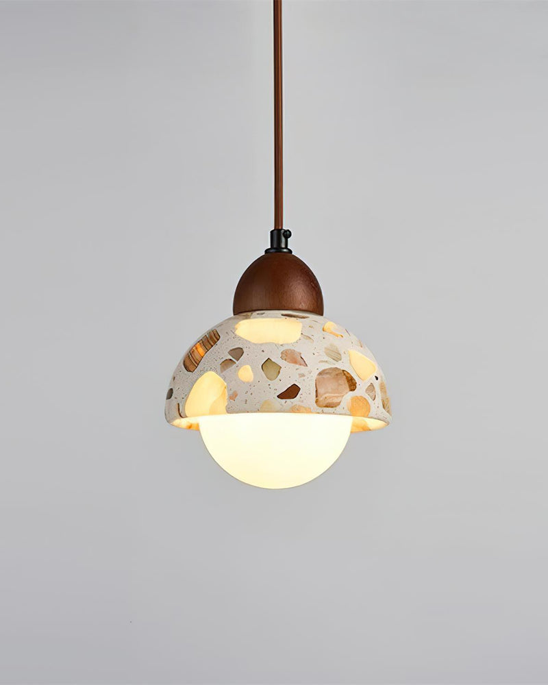 Suspension travertin bois wabi sabi | OMI Korven studio