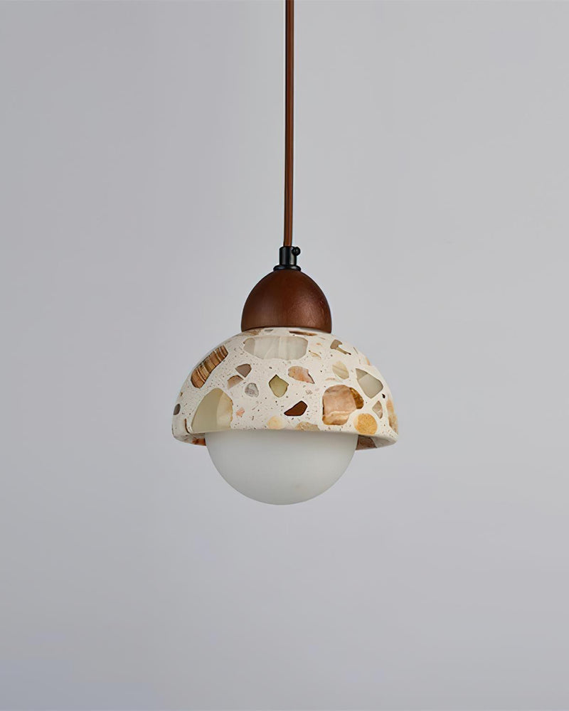 Suspension travertin bois wabi sabi | OMI Korven studio