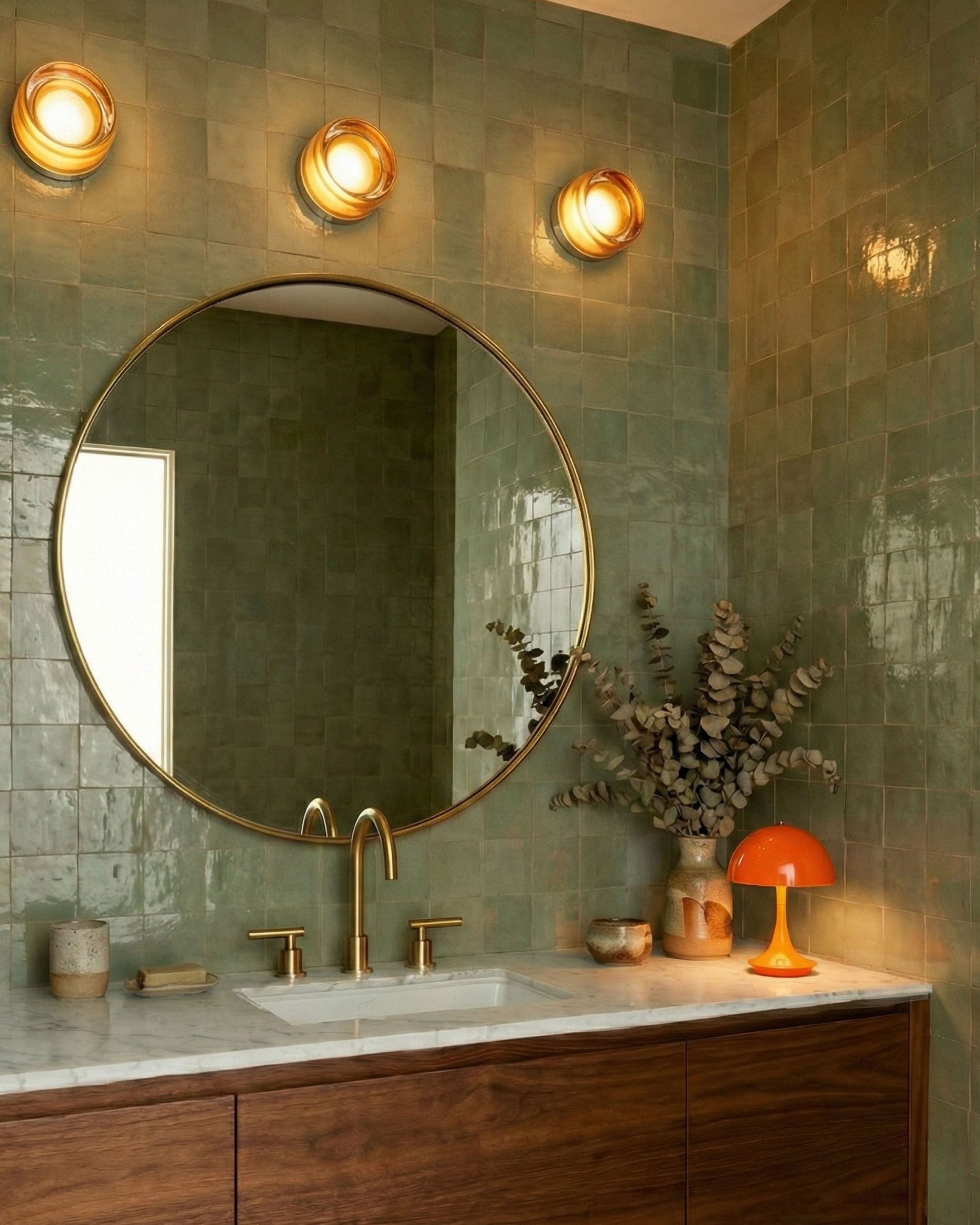 applique-murale-salle de bain-evoa-korvenstudio-couleur-orange-plafonnier