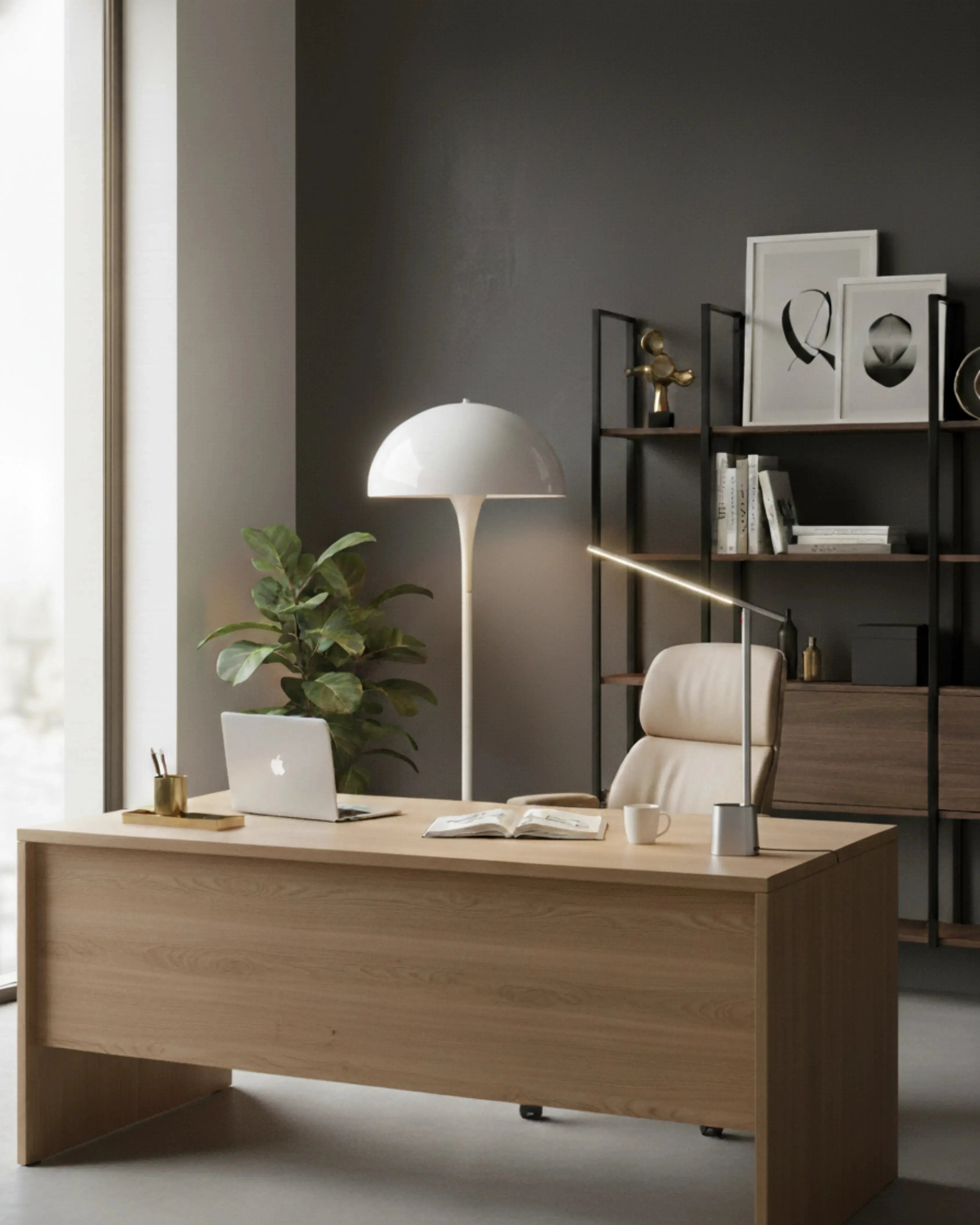 Lampadaire, lampe sur pied blanc, – modèle olen par Korven Studio.