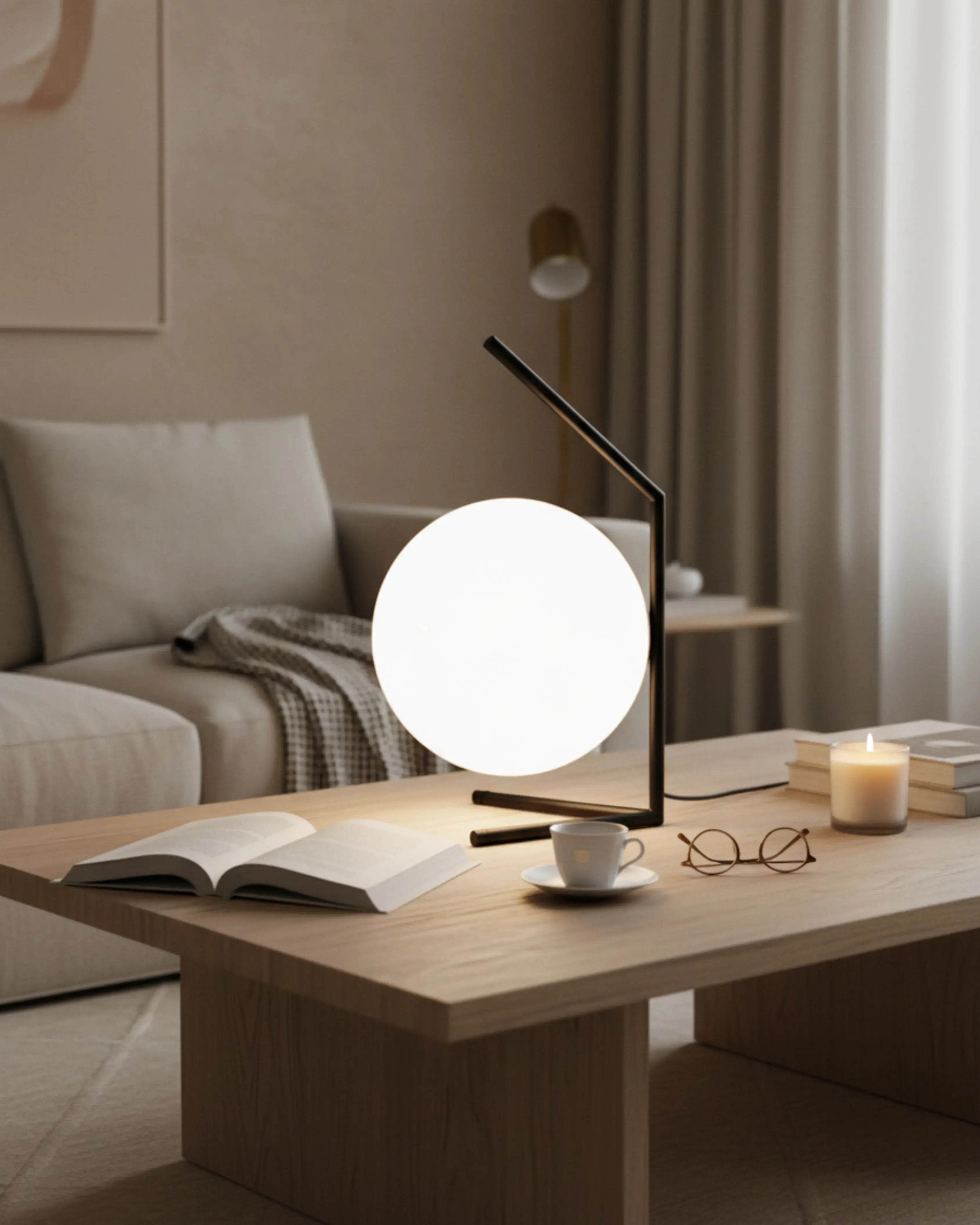 Lampe de table à poser noir, – modèle enna par Korven Studio.