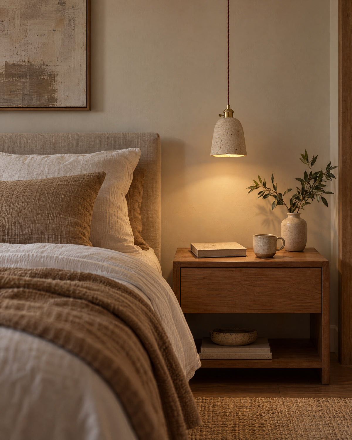 Suspension VINA au-dessus d'un chevet dans une chambre