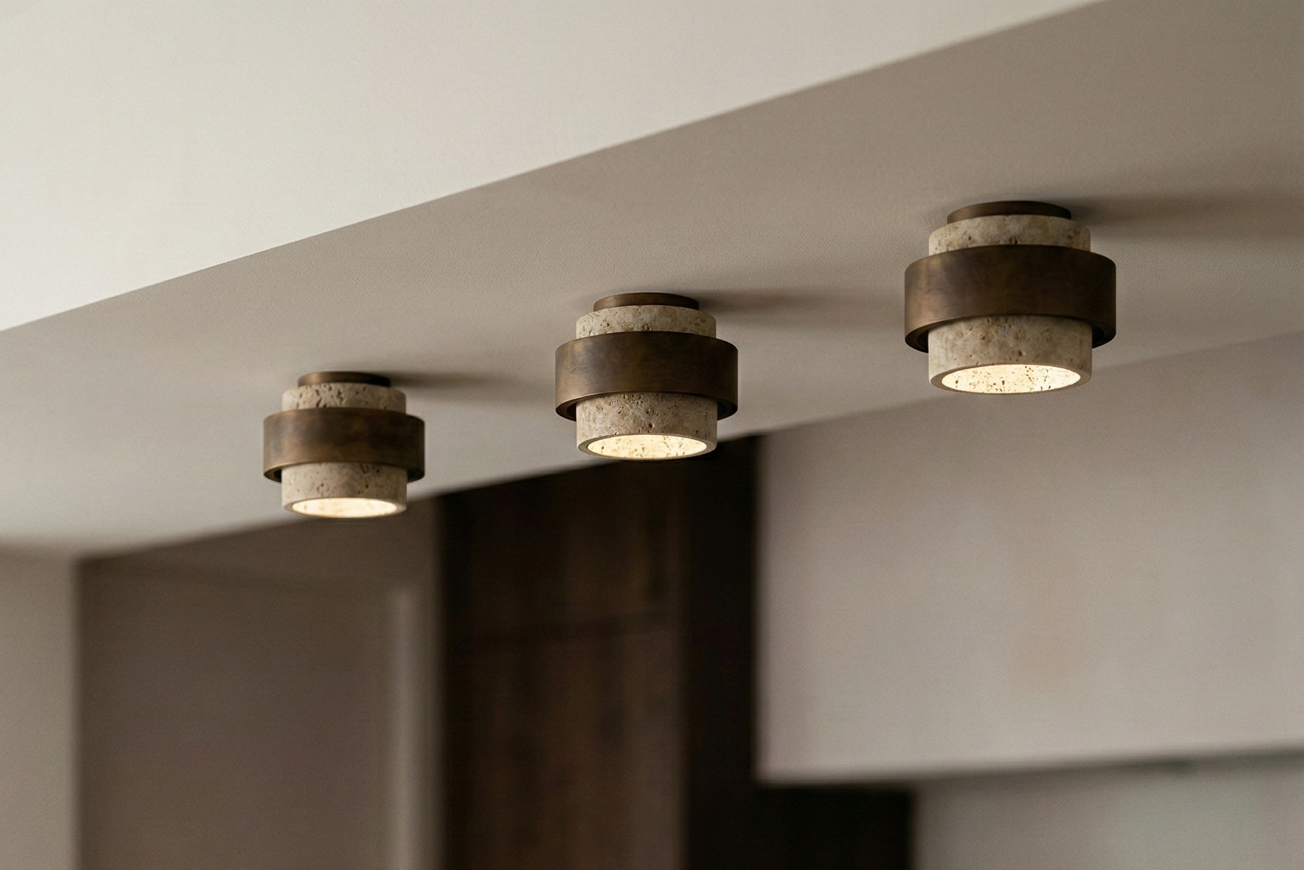 plafonniers travertin design japandi wabi sabi modele lyra par korven studio