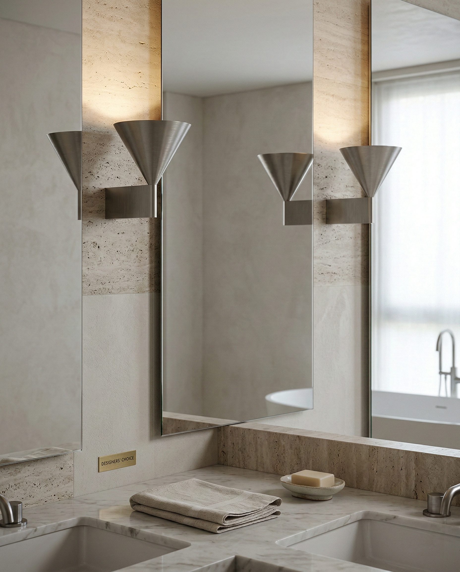 appliques murales design Kroma aluminium argenté cône wabi sabi