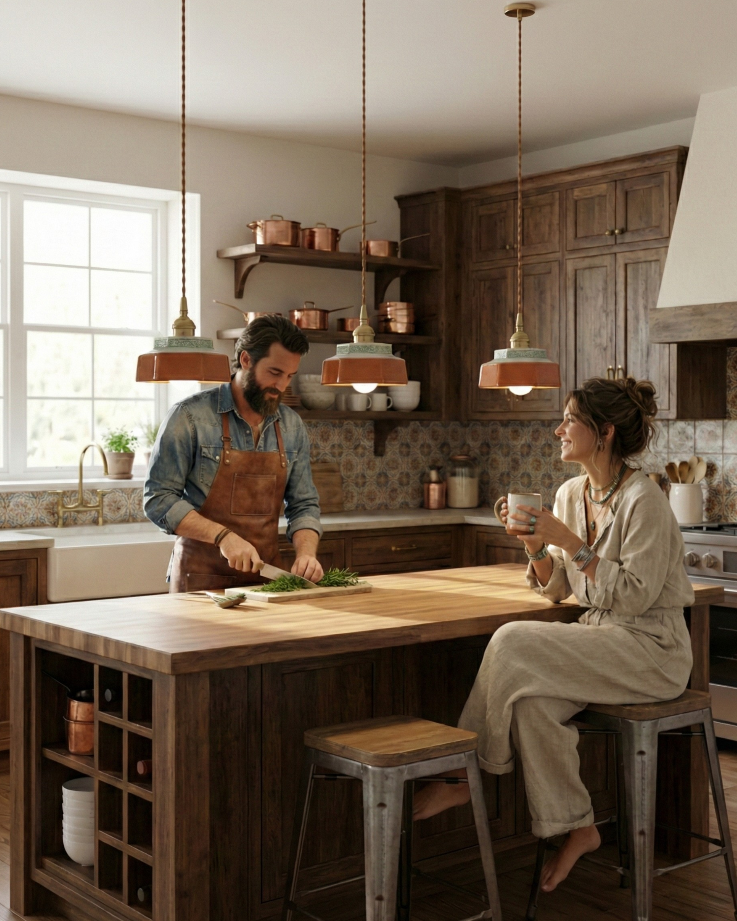 suspensions lumineuse rouge cuisine wabi sabi par korven studio 