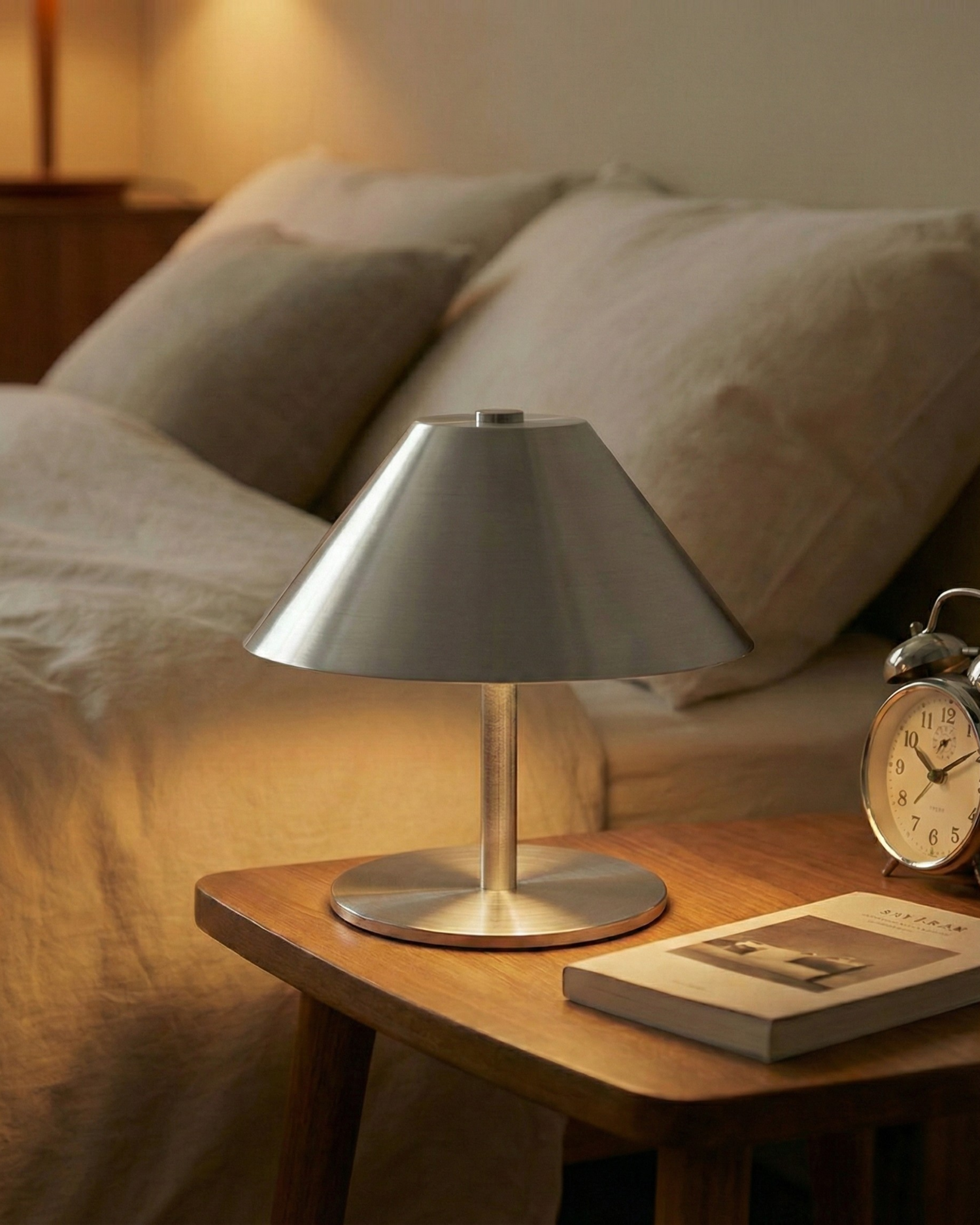 Lampe de Table Sans Fil couleur argent| VARMA Korven studio