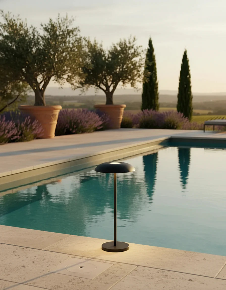 lampe à poser sans fil tactile couleur noir pour terrasse et balcon par korven studio