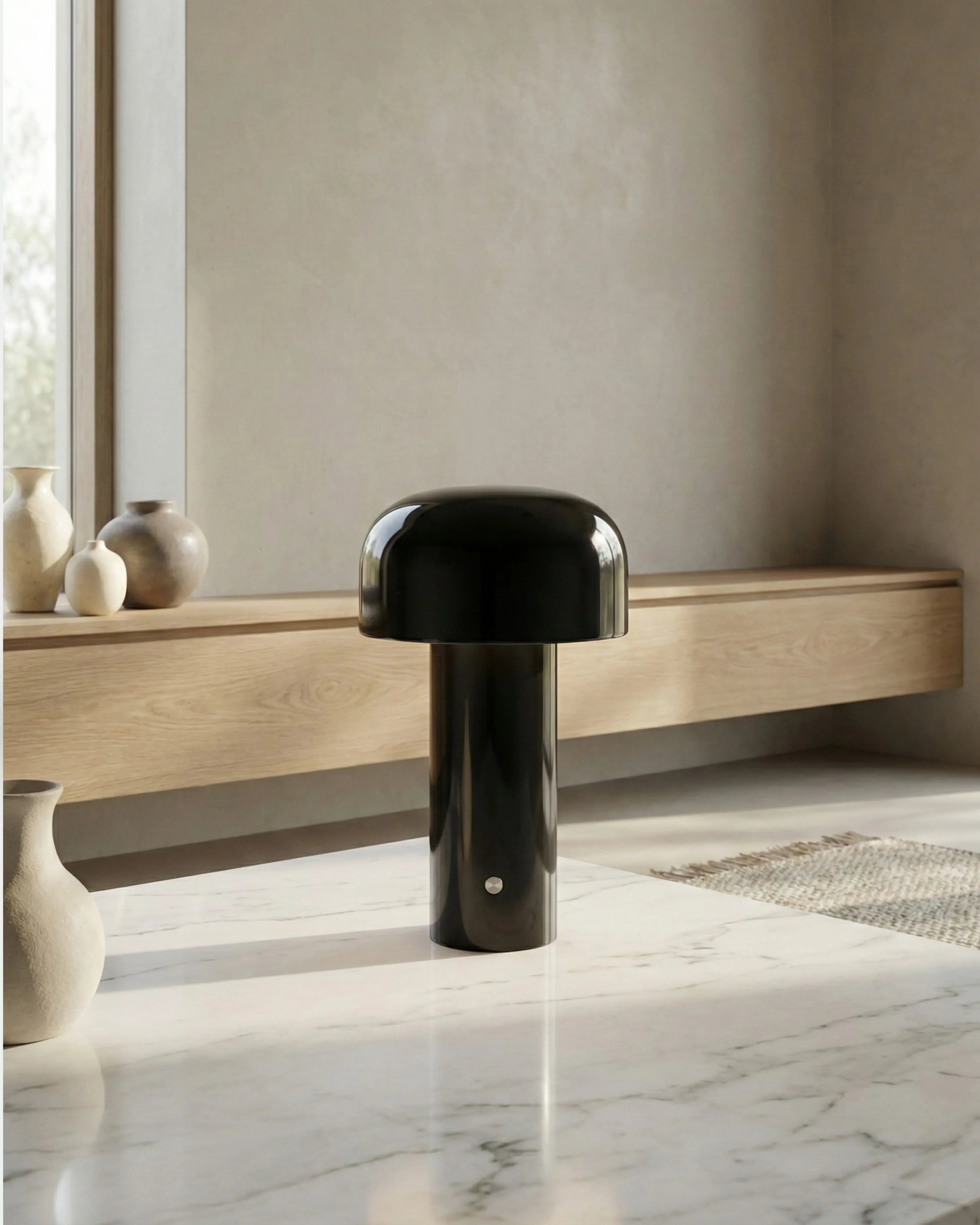lampe sans fil led couleur noir modele lako par korven studio 