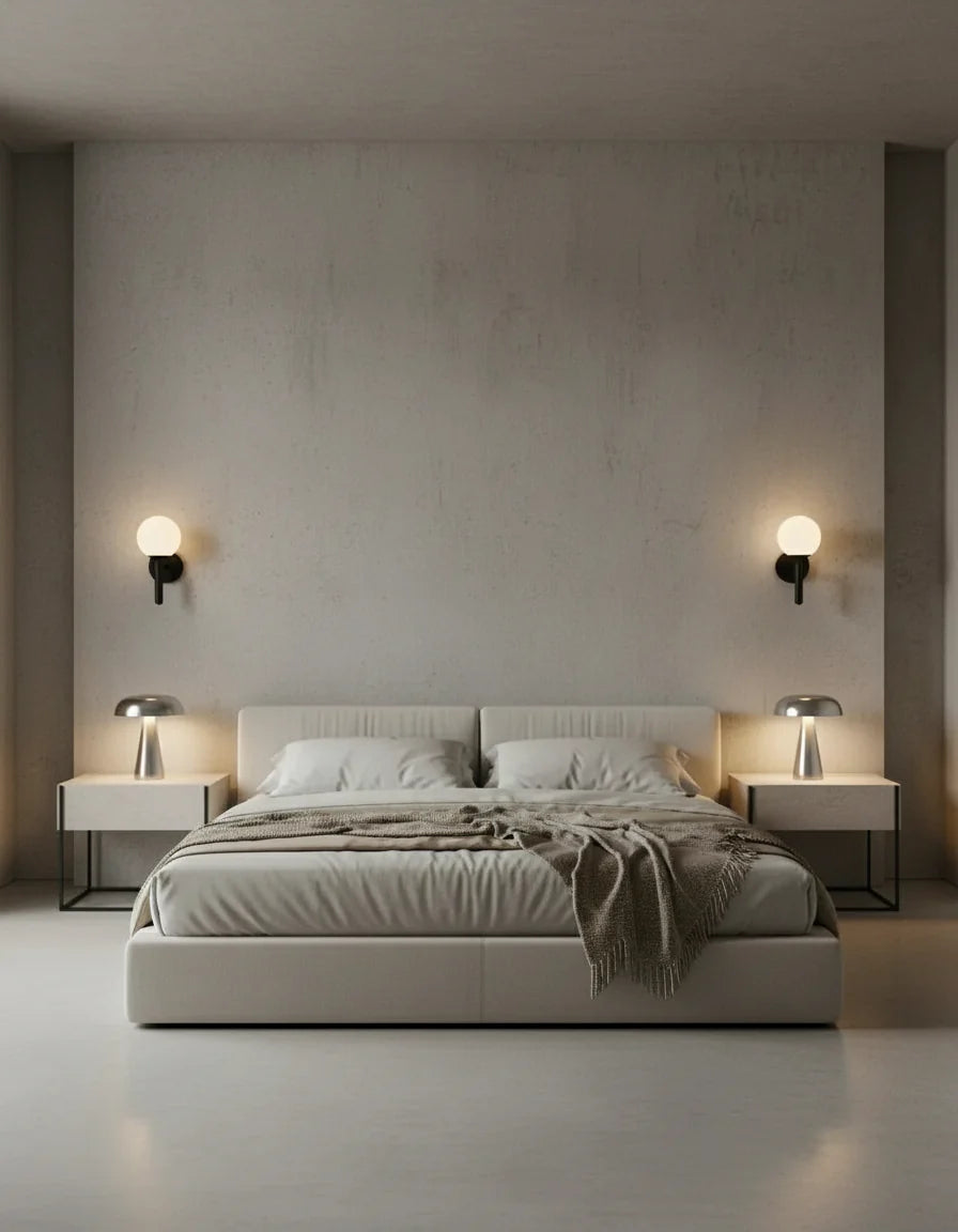 Lampe sans fil et Lampe tactile couleur argent lampe de chevet et applique murale dans un chambre par korven studio