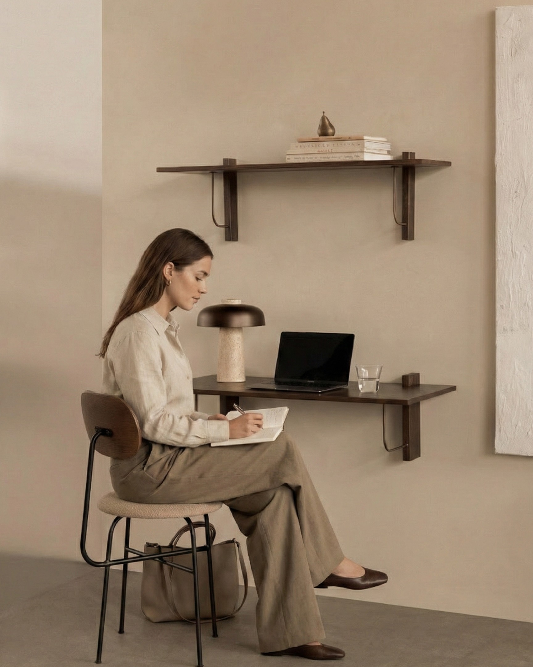 lampe de table travertin et laiton bronze modele sagar par korven studio