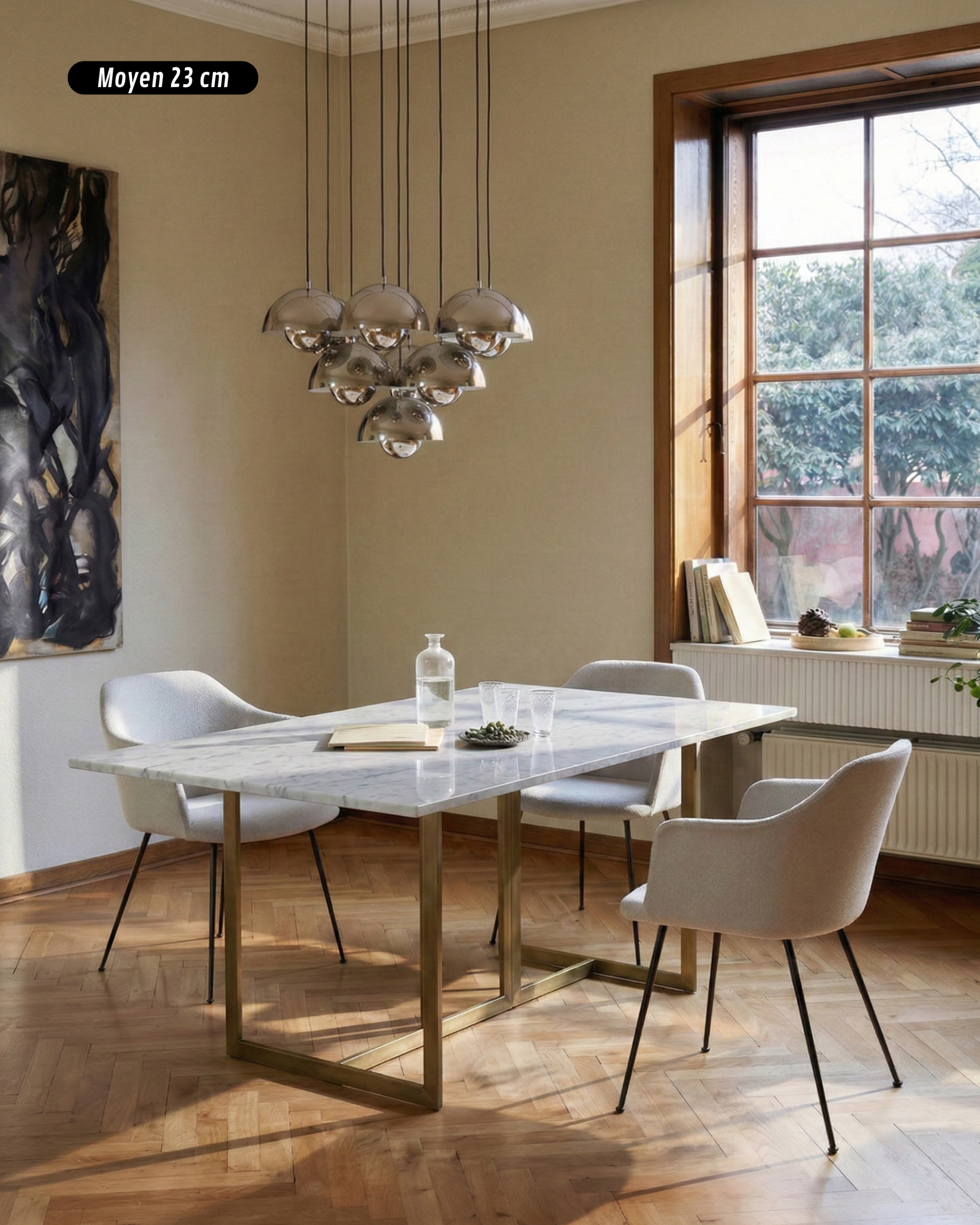 Suspension design Nedo chrome métal style scandinave par korven studio moderne.