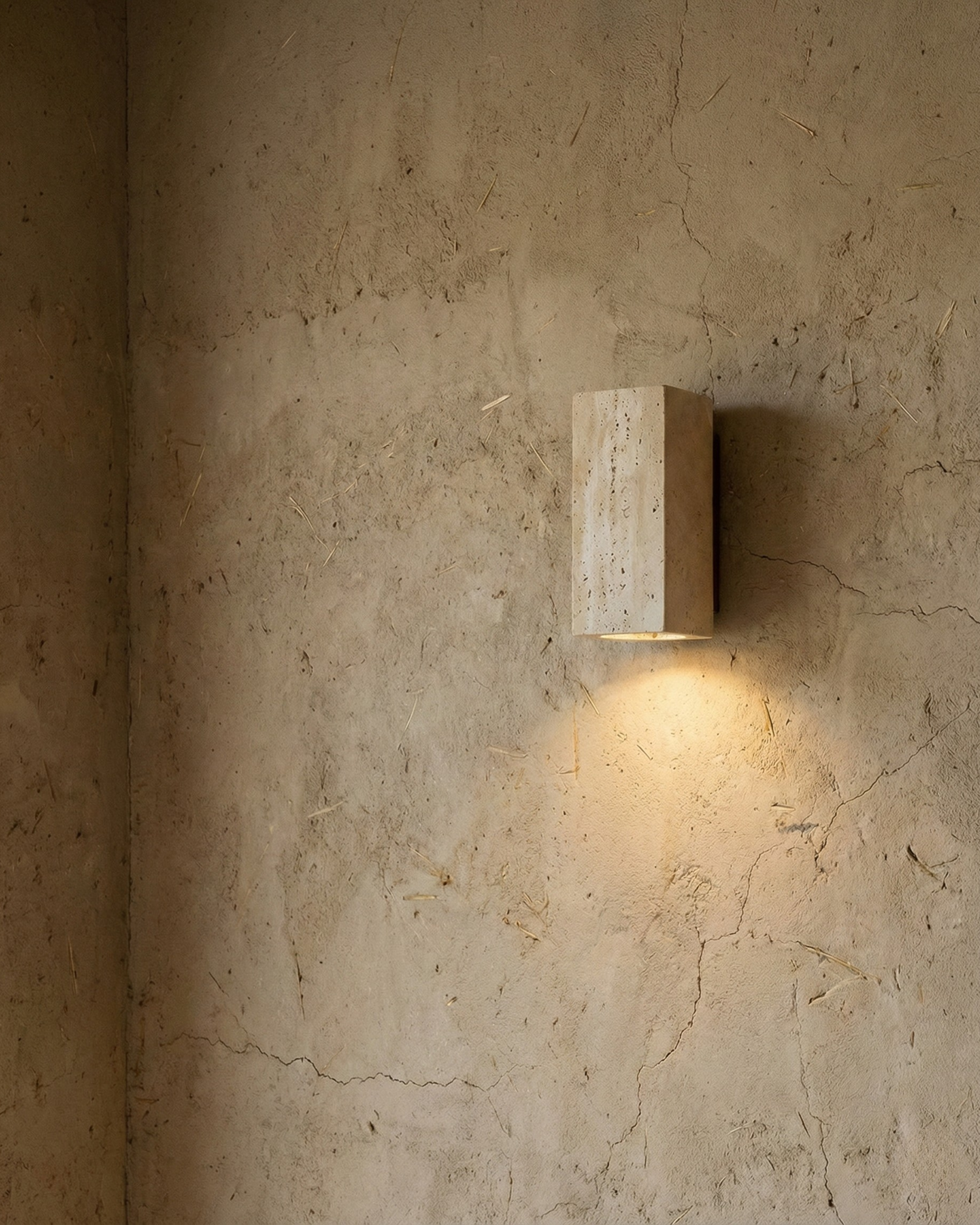 applique murale style wabi sabi en travertin par korve studio modele kage