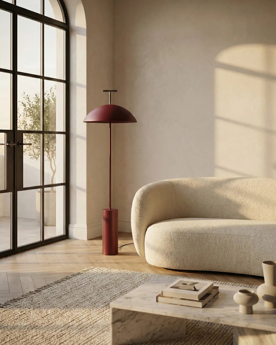 lampadaire scandinave salon design couleur rouge modele scandi par korven studio