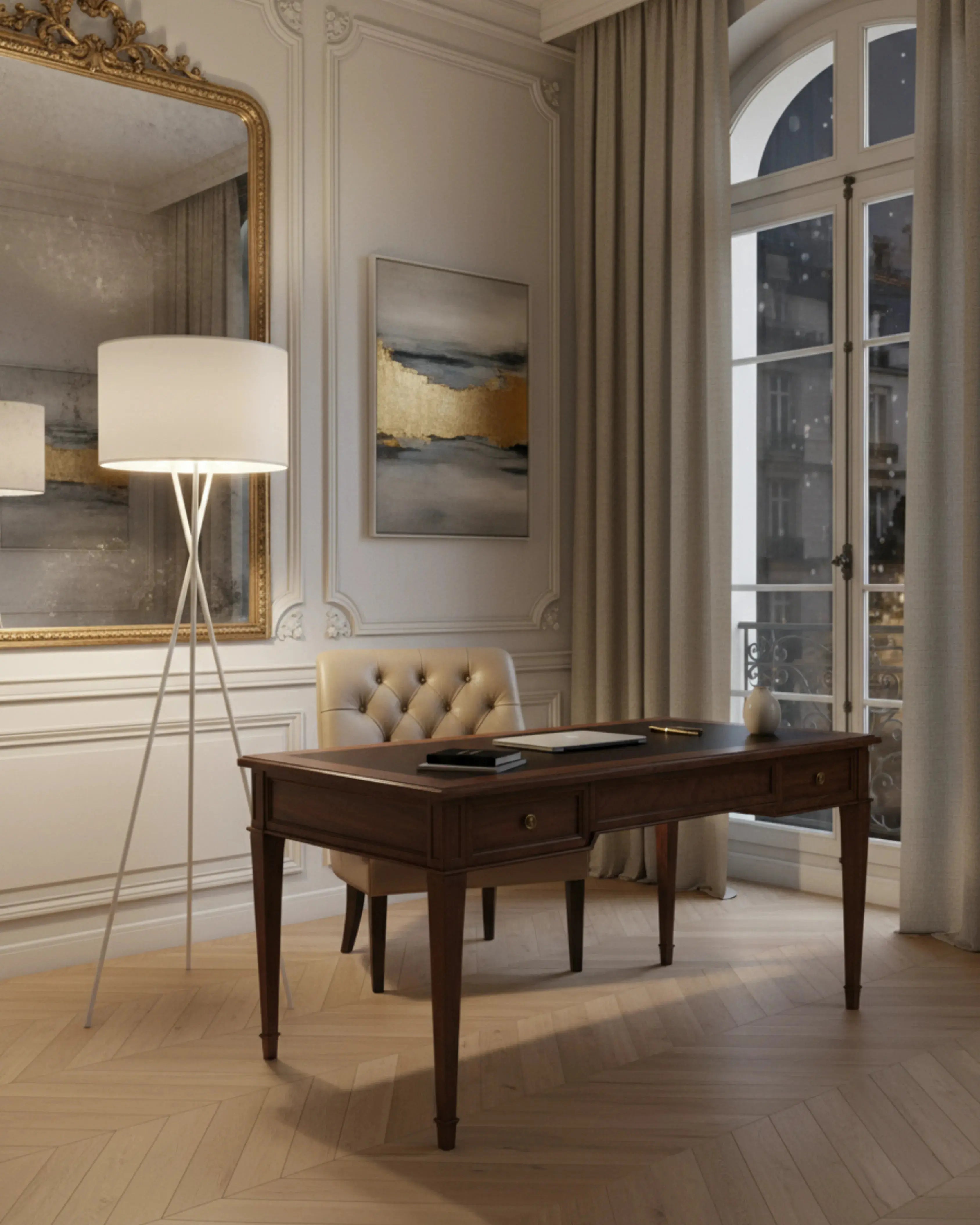 Lampadaire, lampe sur pied blanc,  modèle noma par Korven Studio.