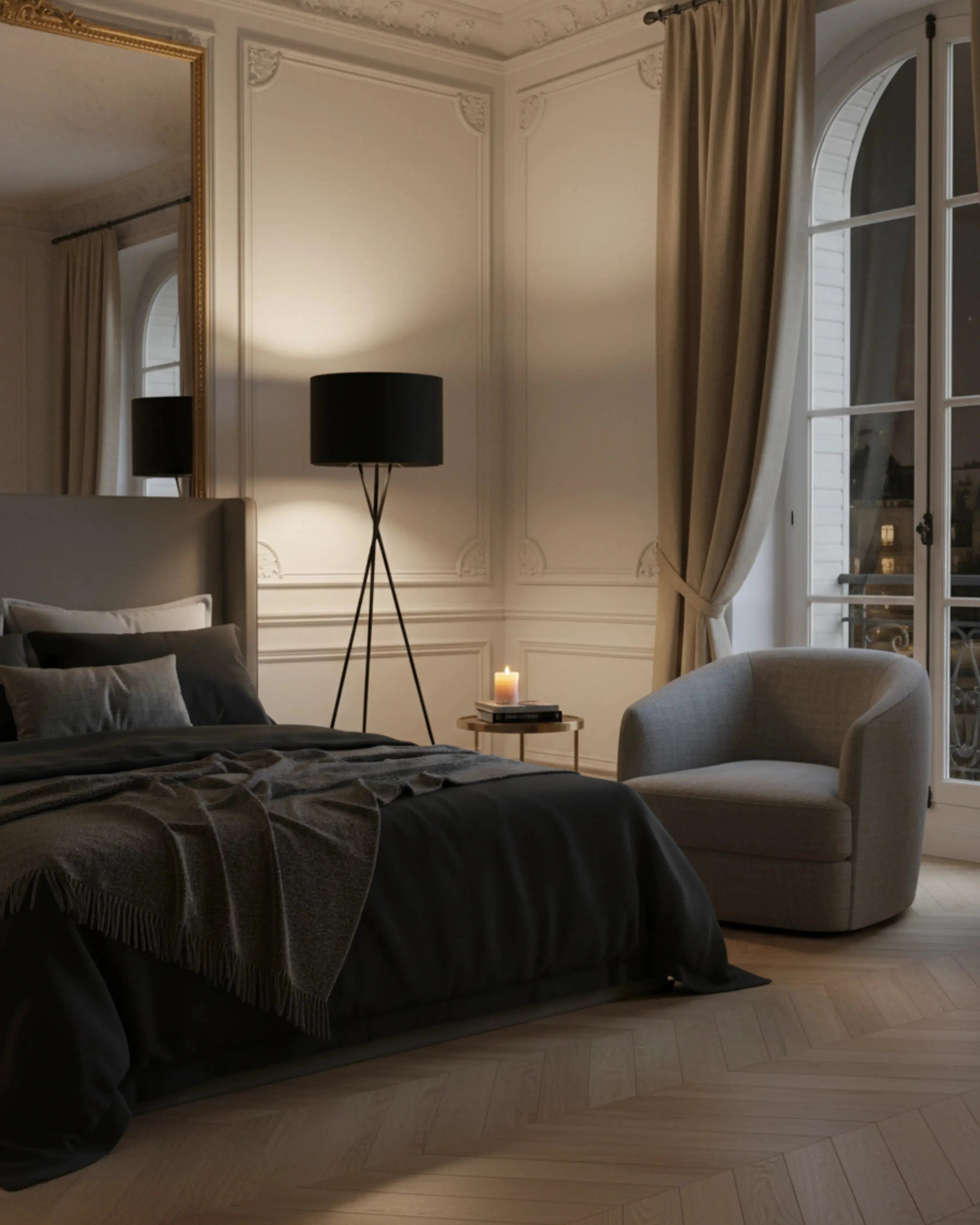 Lampadaire, lampe sur pied noir,  modèle noma par Korven Studio.