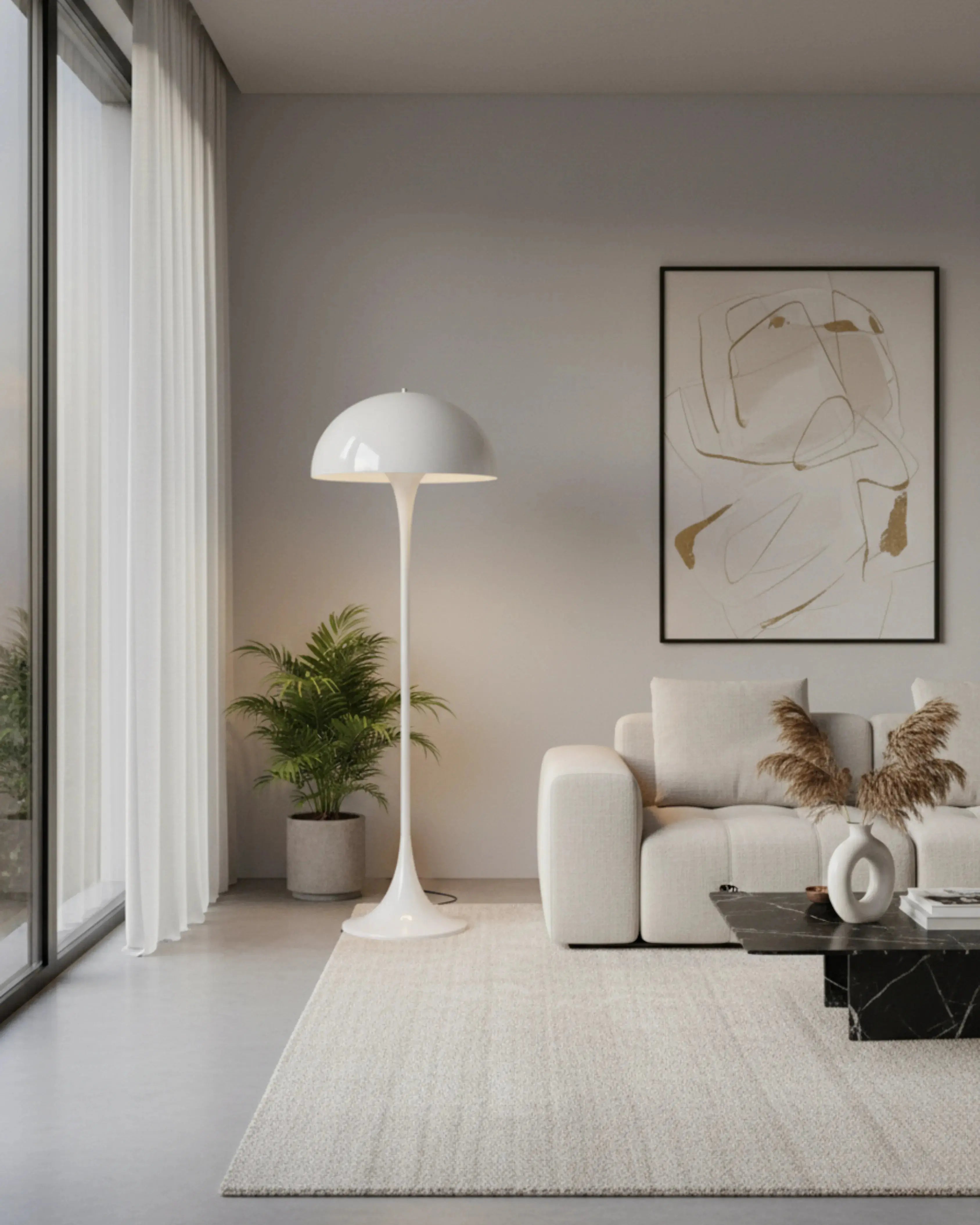 Lampadaire, lampe sur pied blanc,  – modèle olen par Korven Studio.