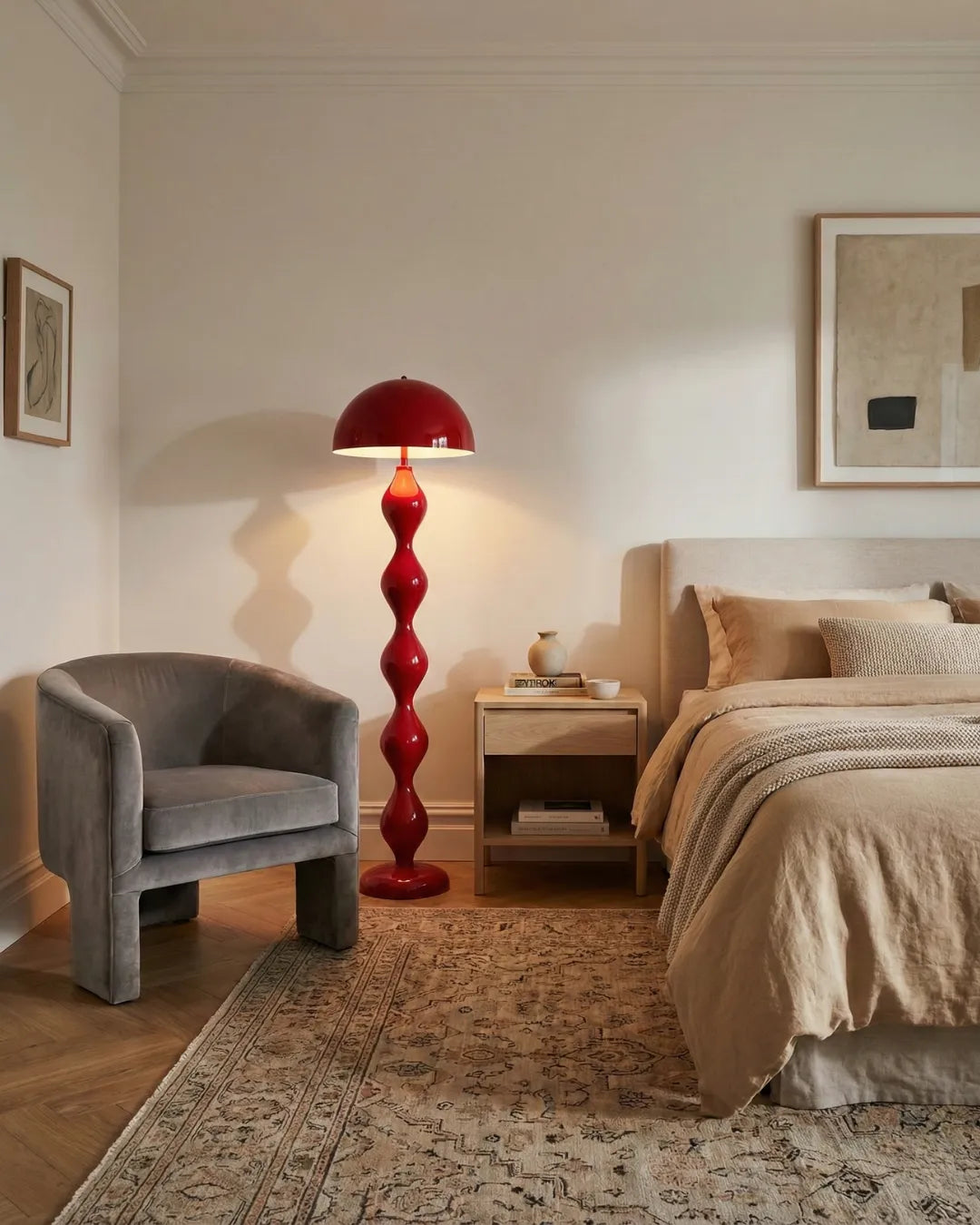 lampadaire rouge design modele aven par korven studio 