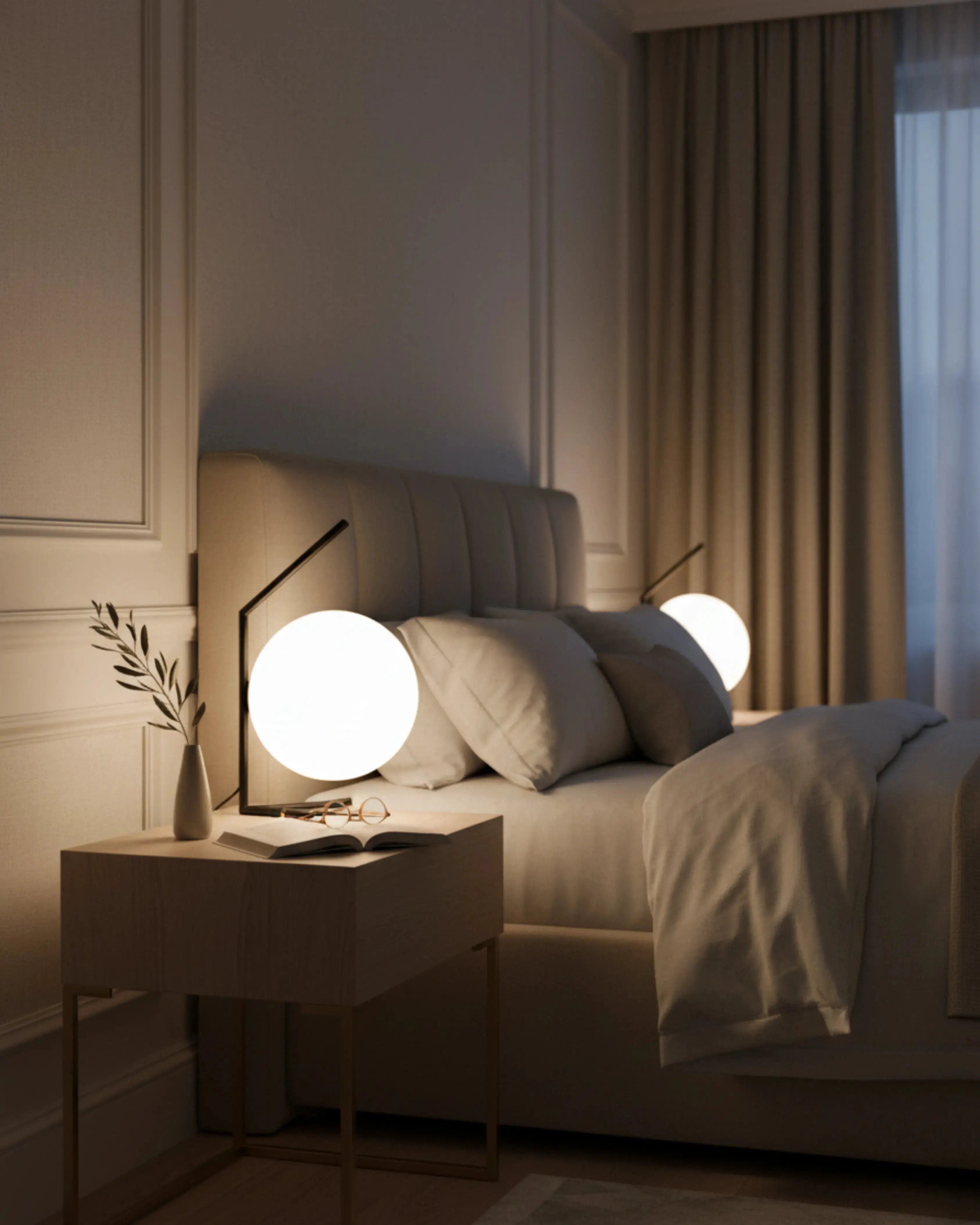 Lampe de chevet à poser noir,  – modèle enna par Korven Studio.