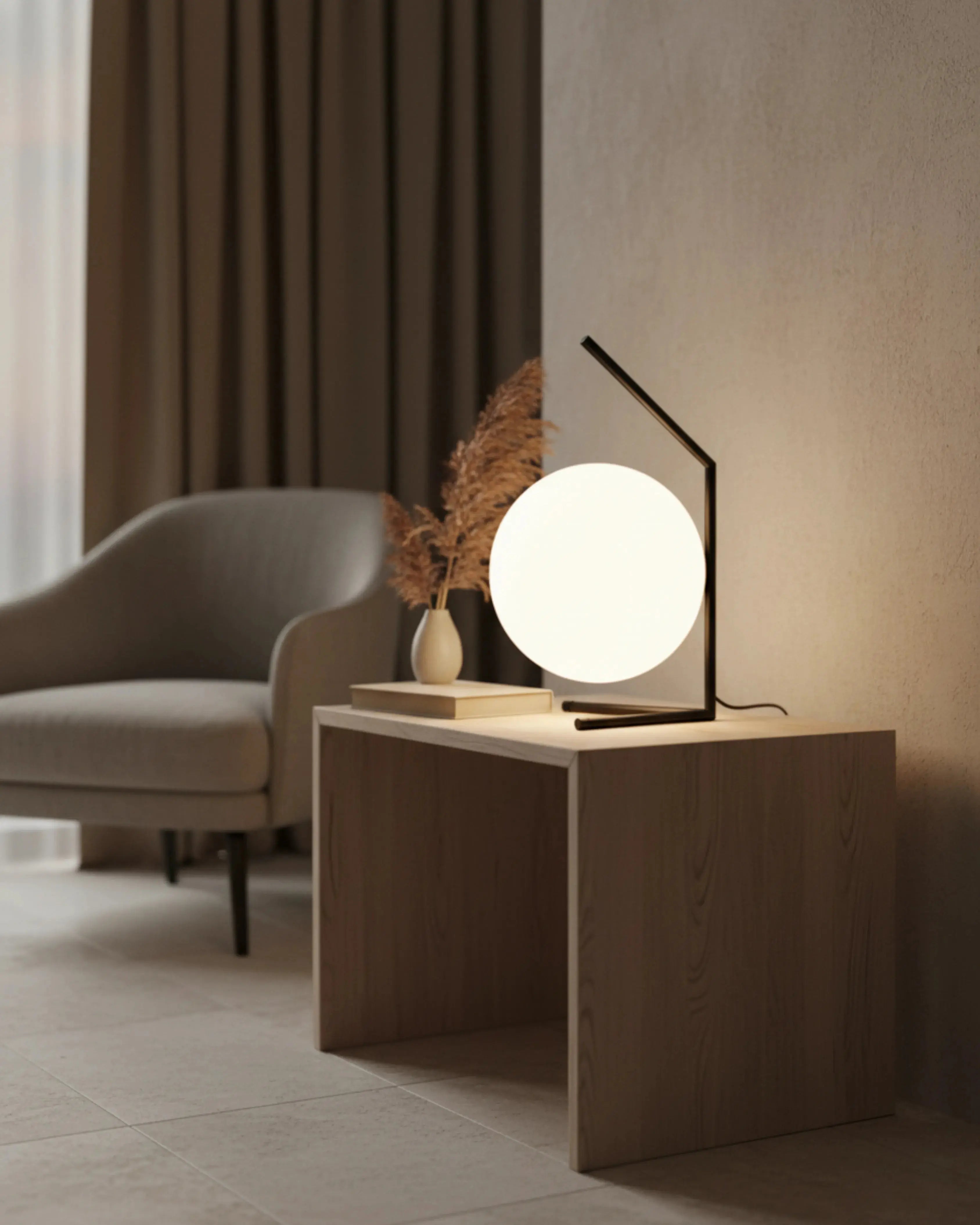 Lampe de chevet à poser noir,  – modèle enna par Korven Studio.