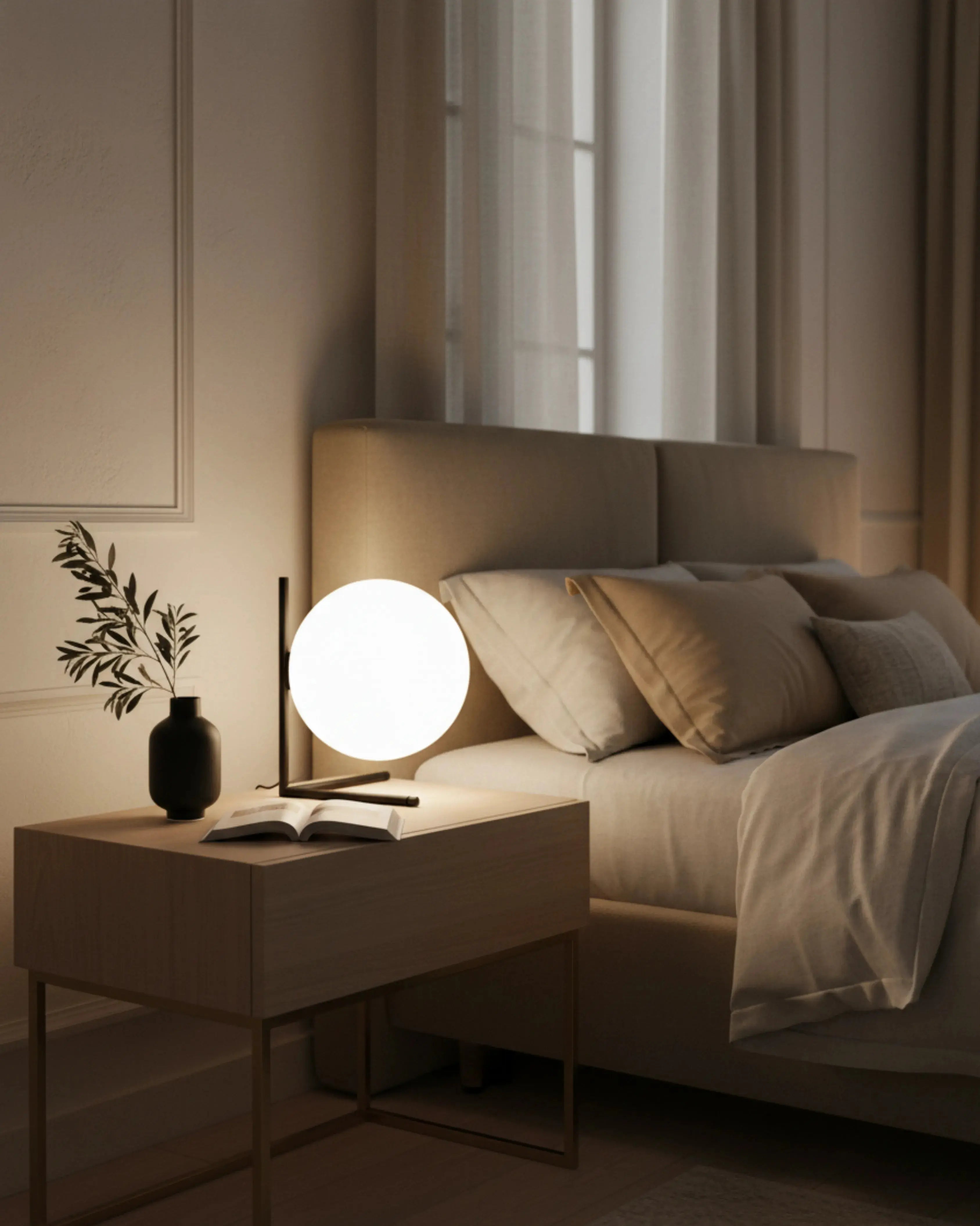 Lampe de table à poser noir,  – modèle Kaen par Korven Studio.