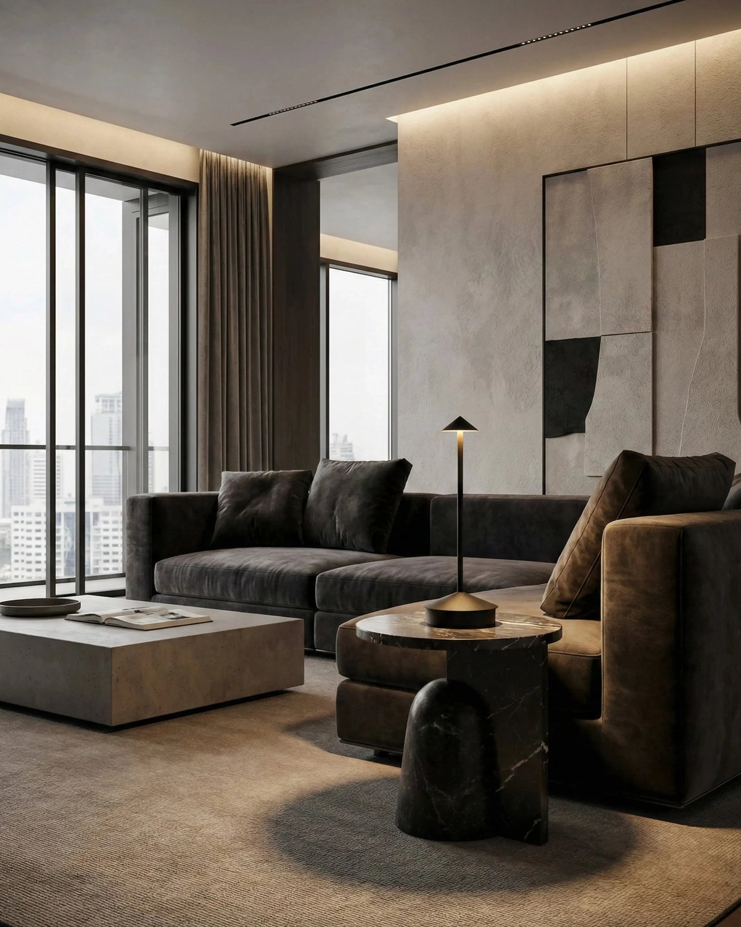 lampe de table sans fil couleur noir par korven studio 