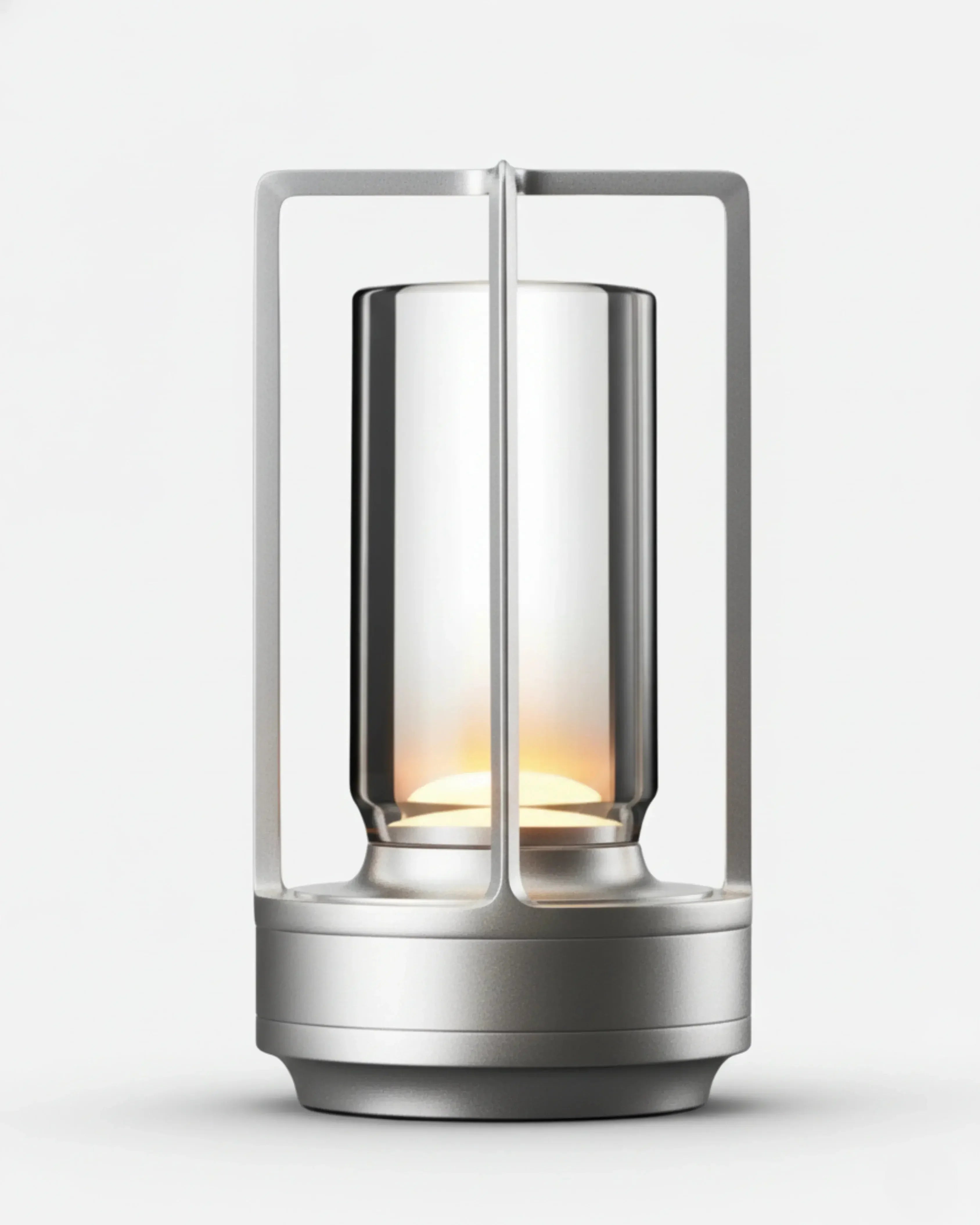 Lampe sans fil argent rechargeable – modèle Runa par Korven Studio.
