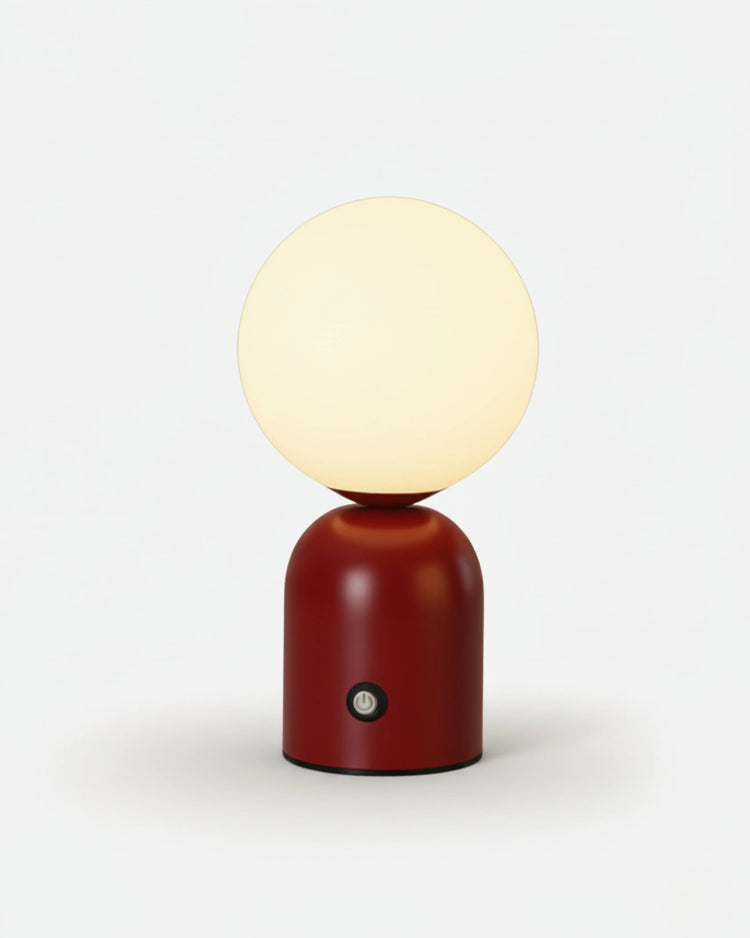 Lampe sans fil rose rechargeable – modèle Lumi par Korven Studio.