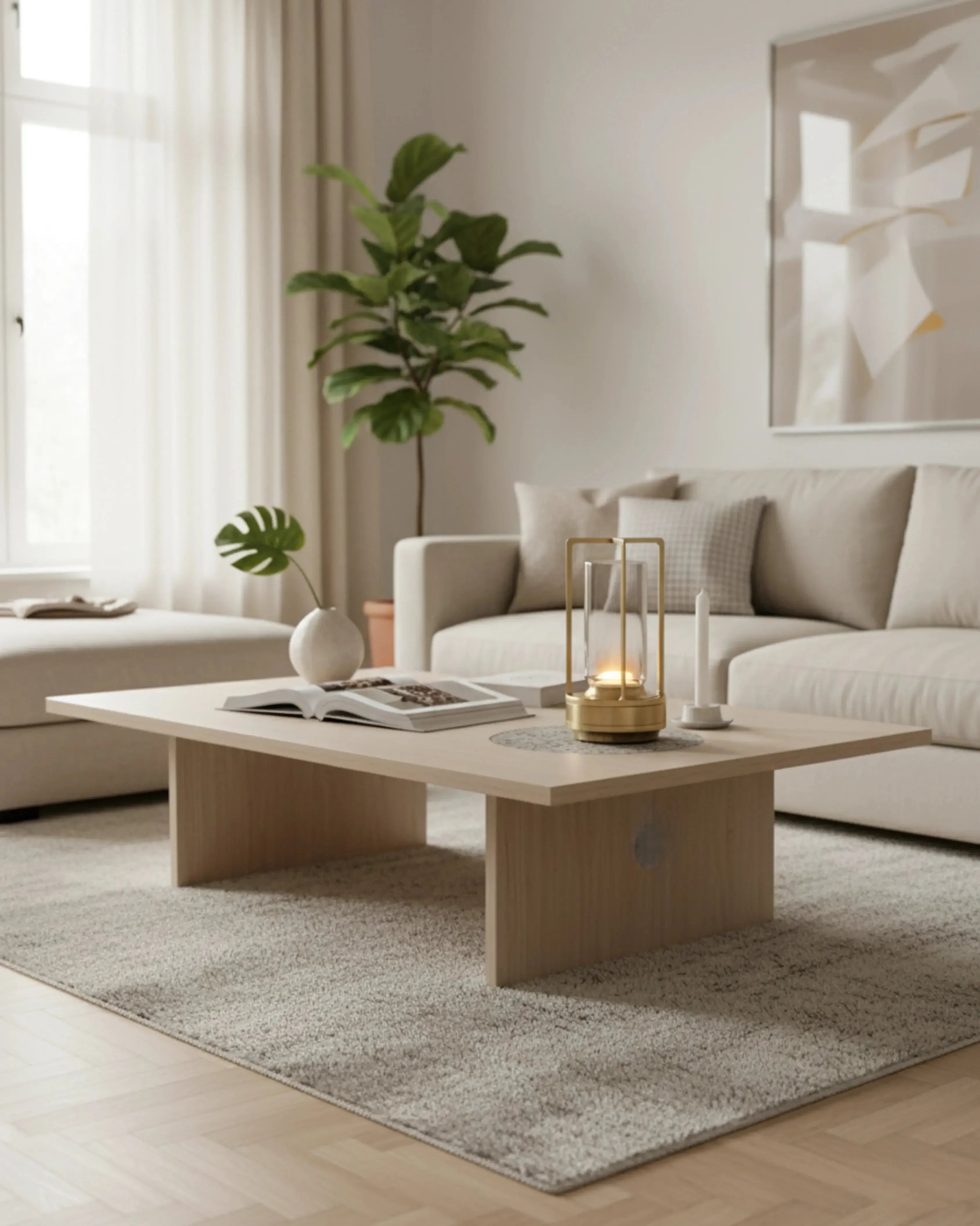 Lampe de bureau sans fil dorée, LED rechargeable – modèle Runa par Korven Studio.