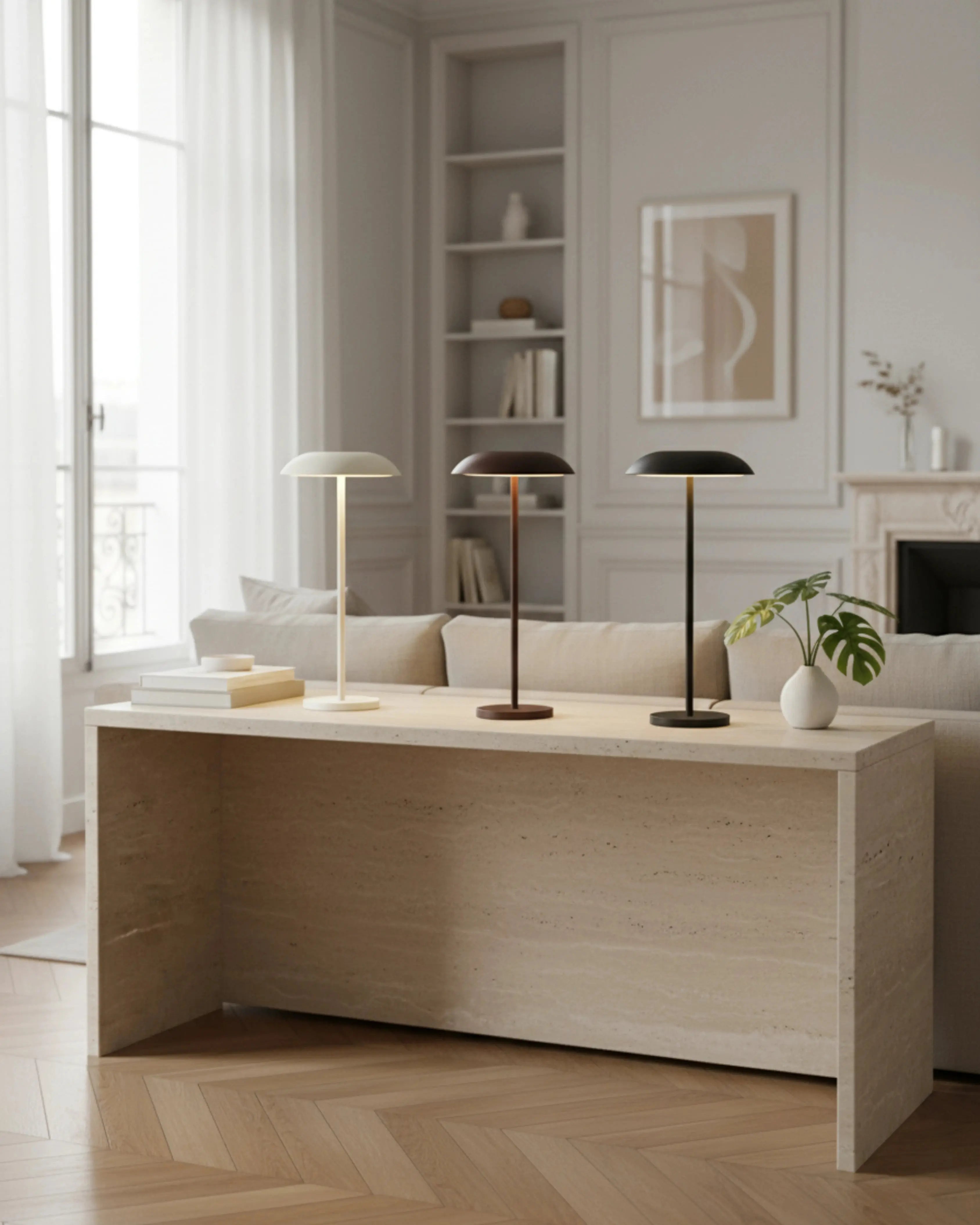 Lampe de bureau sans fil, LED rechargeable – modèle Oslo par Korven Studio.