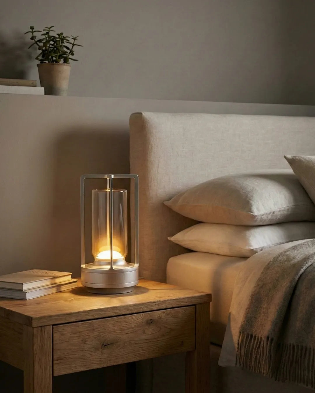 Lampe sans fil noire rechargeable – modèle Runa par Korven Studio.