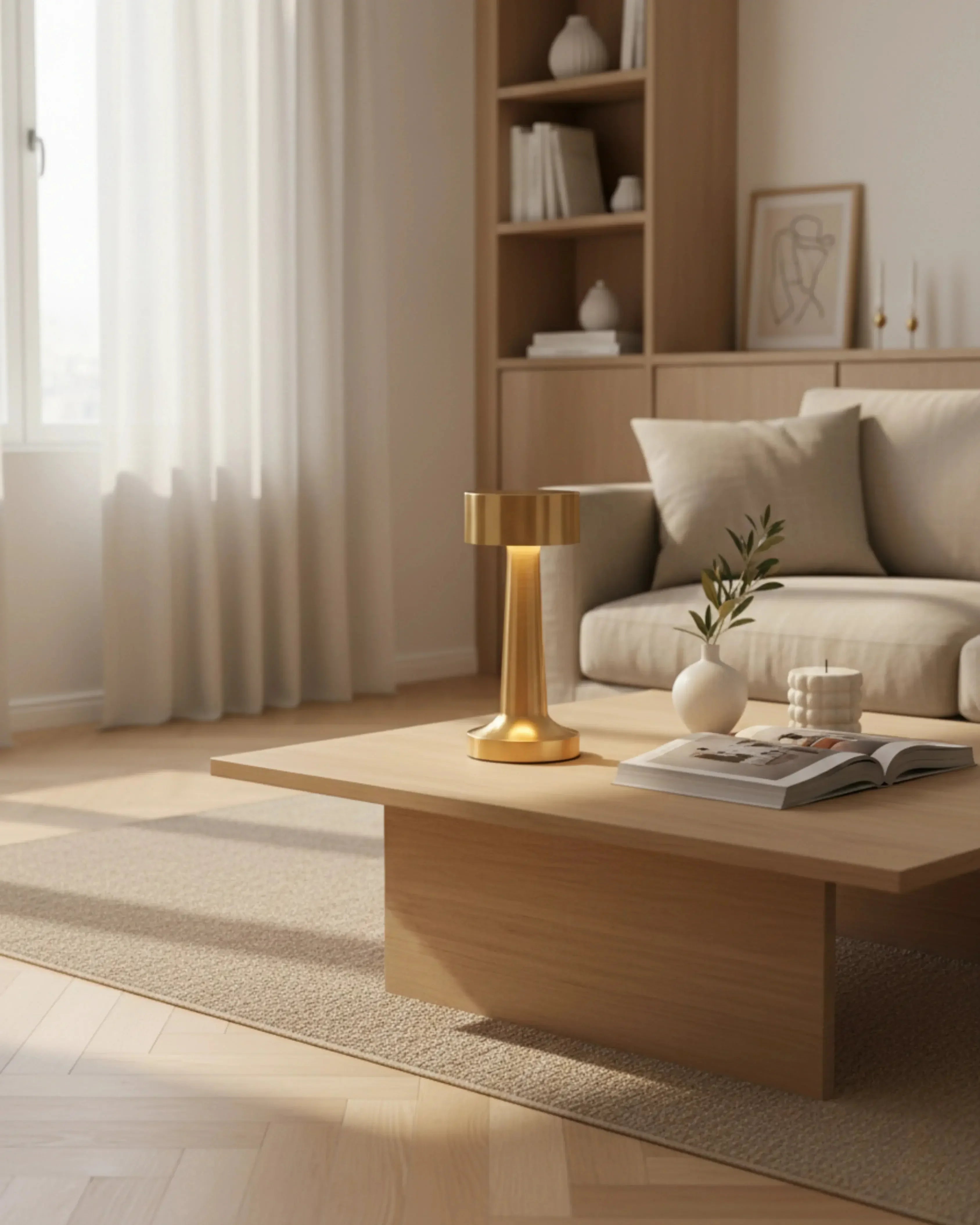 Lampe de chevet sans fil, rechargeable par USB – modèle Elda par Korven Studio.