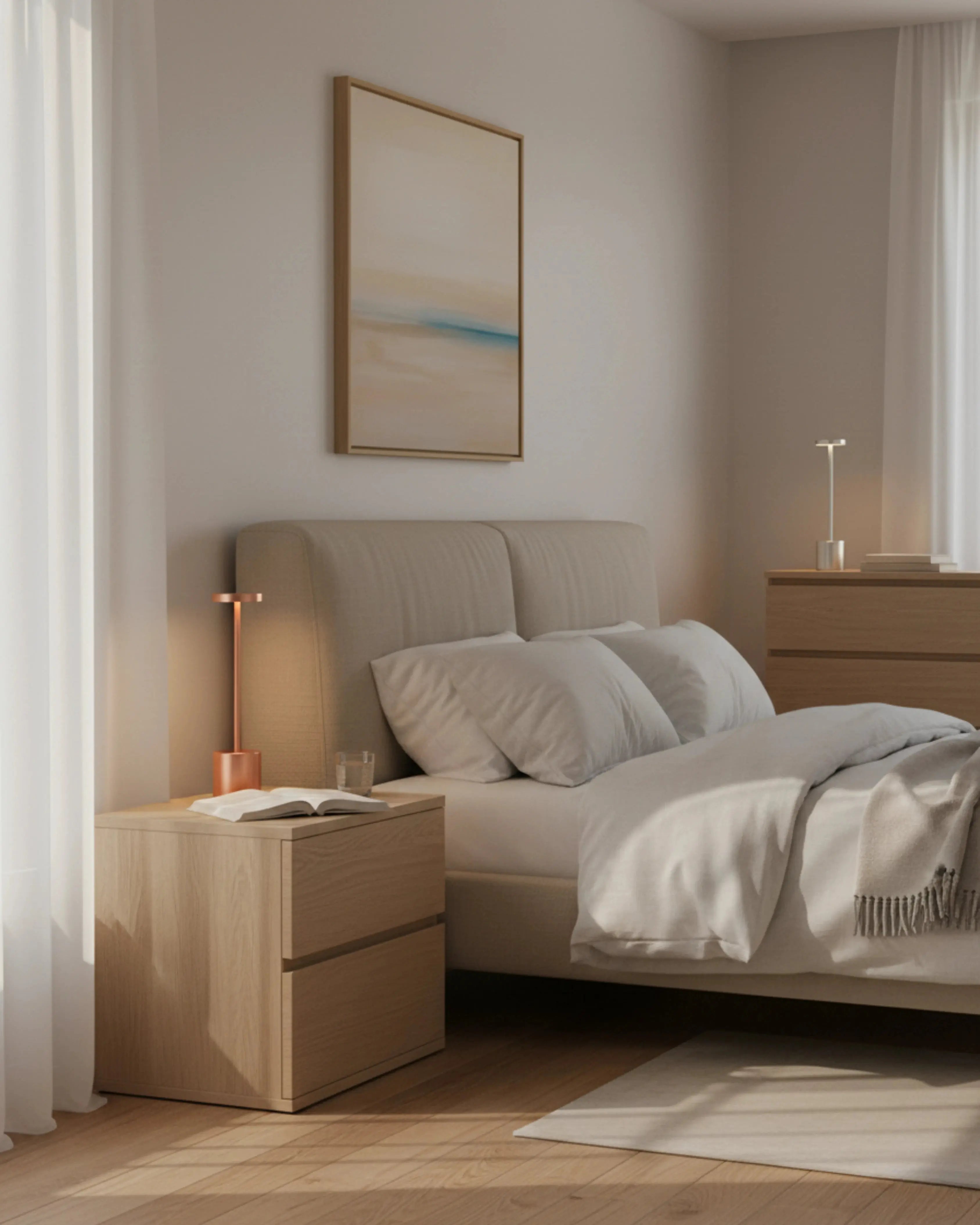 Lampe de lecture sans fil, tactile et rechargeable – modèle Nova par Korven Studio.