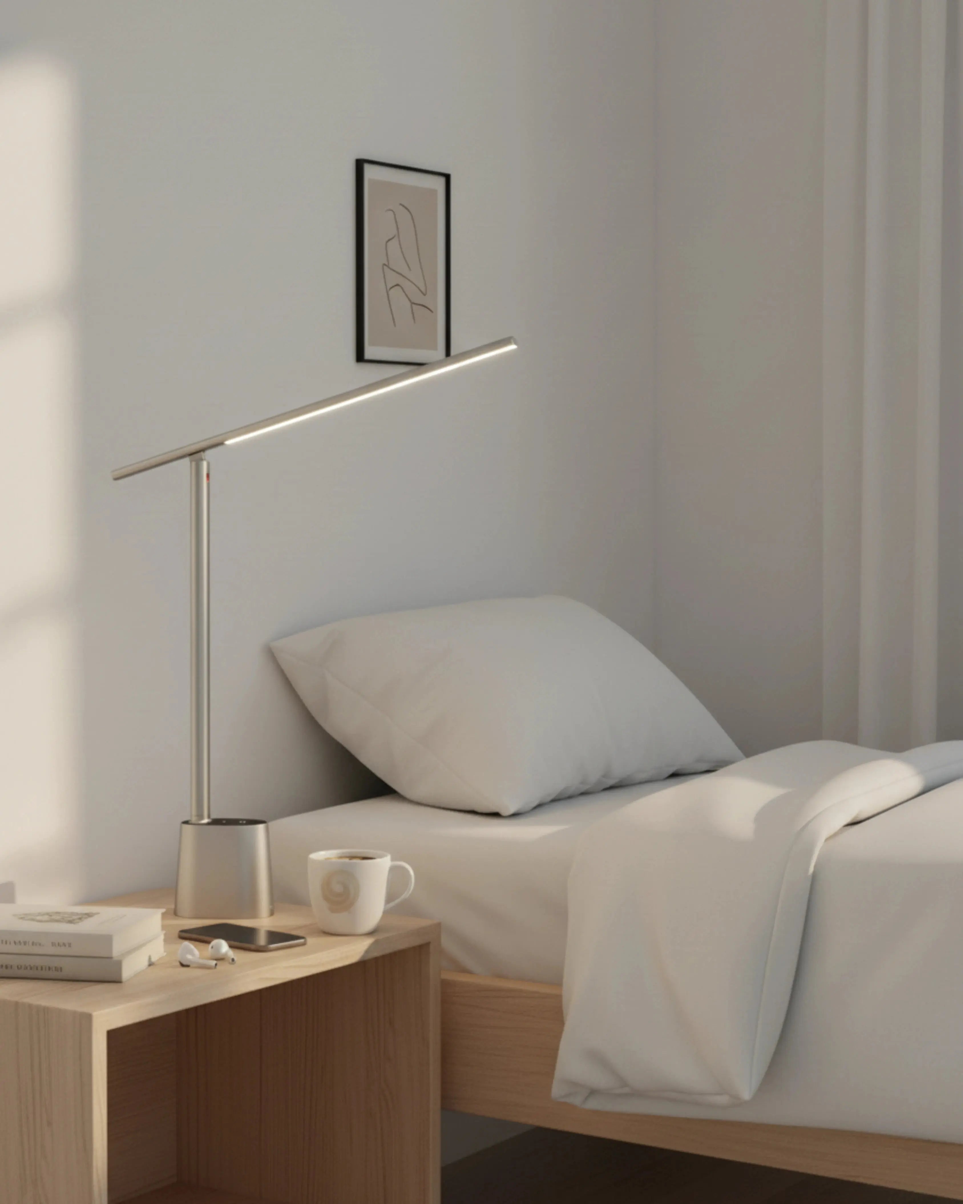 Lampe de chevet sans fil, rechargeable par USB – modèle Runo par Korven Studio.