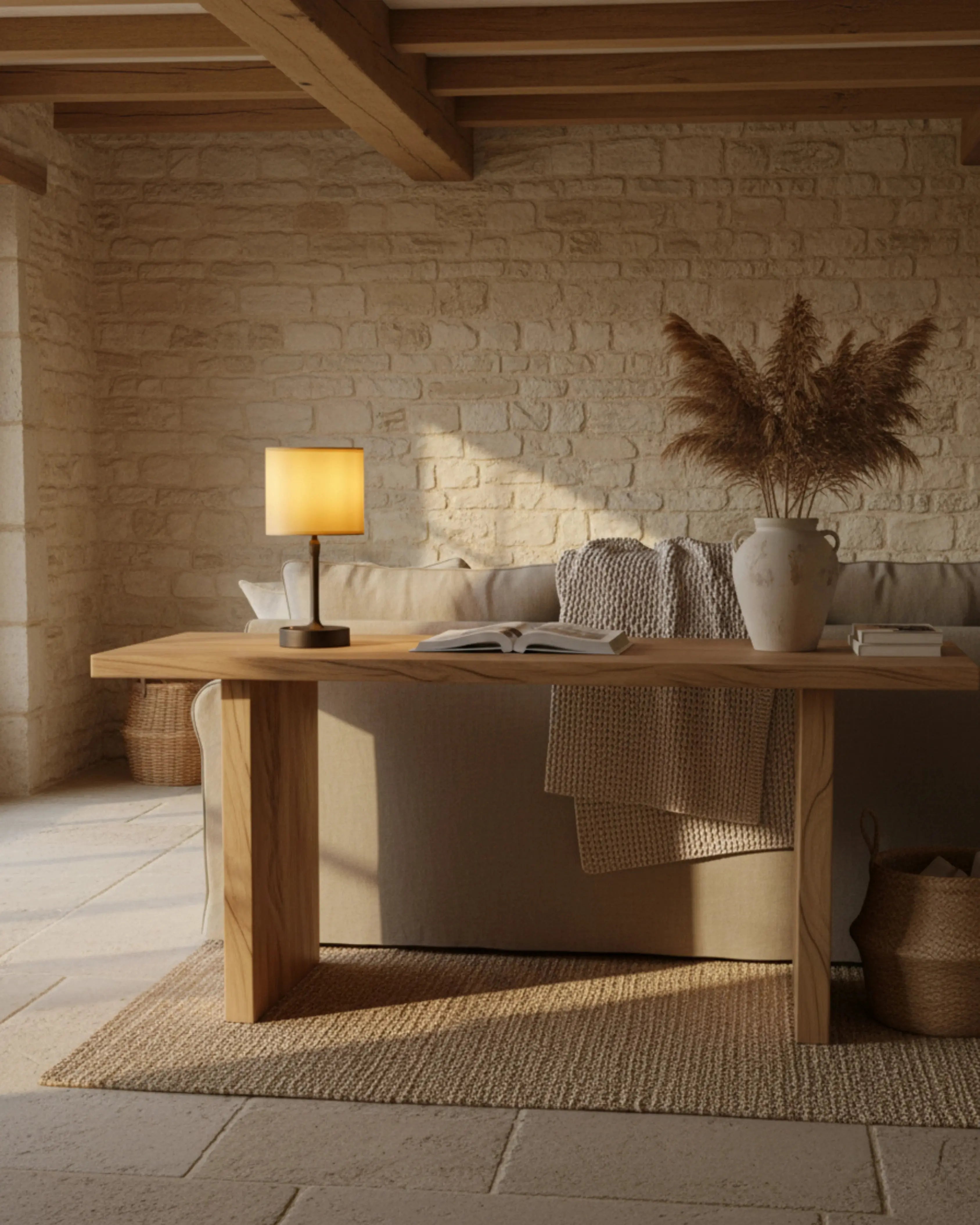 Lampe de chevet sans fil noire, rechargeable par USB – modèle Sama par Korven Studio.