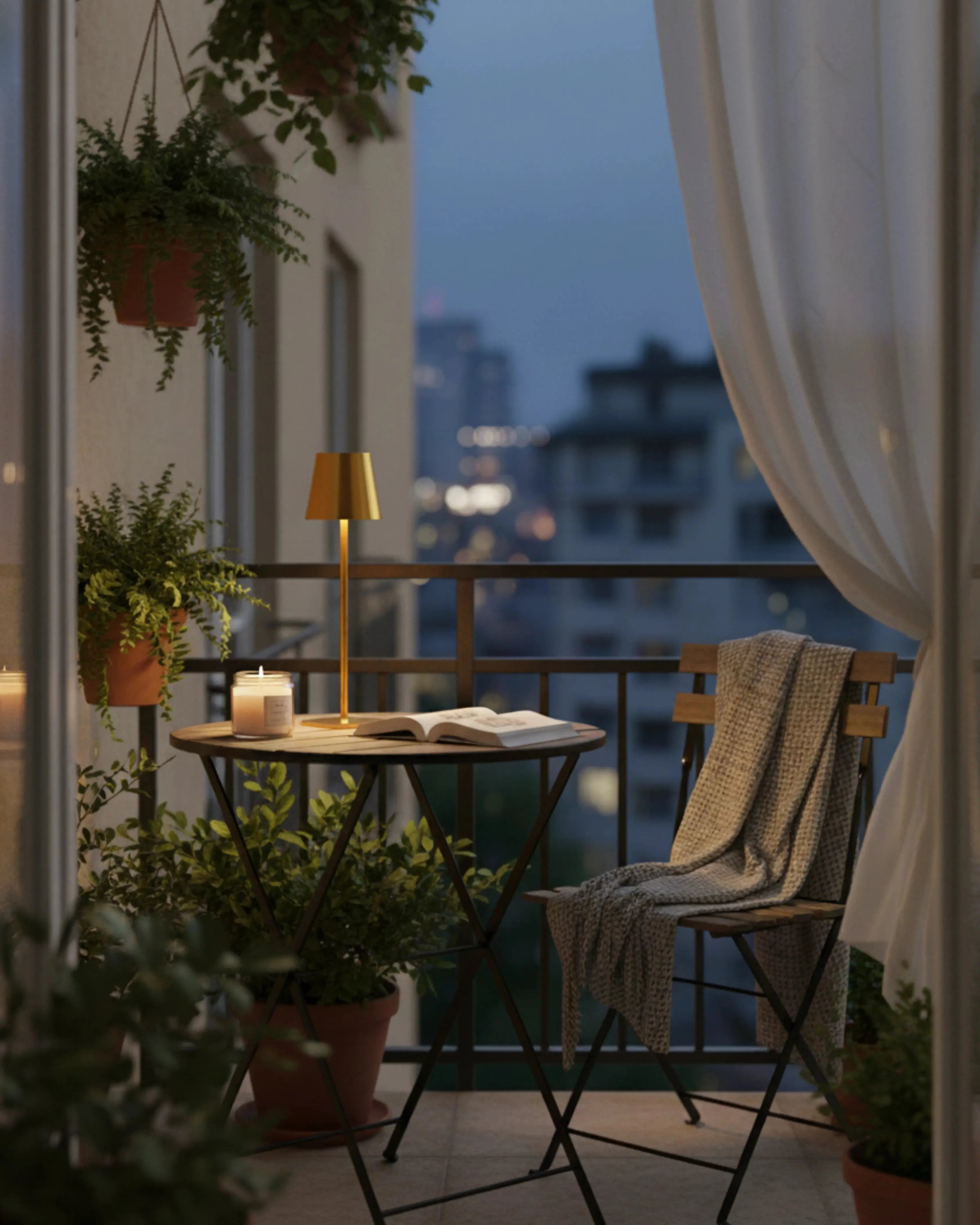 Lampe d’extérieur sans fil dorée, design premium et rechargeable – modèle Frey par Korven Studio.