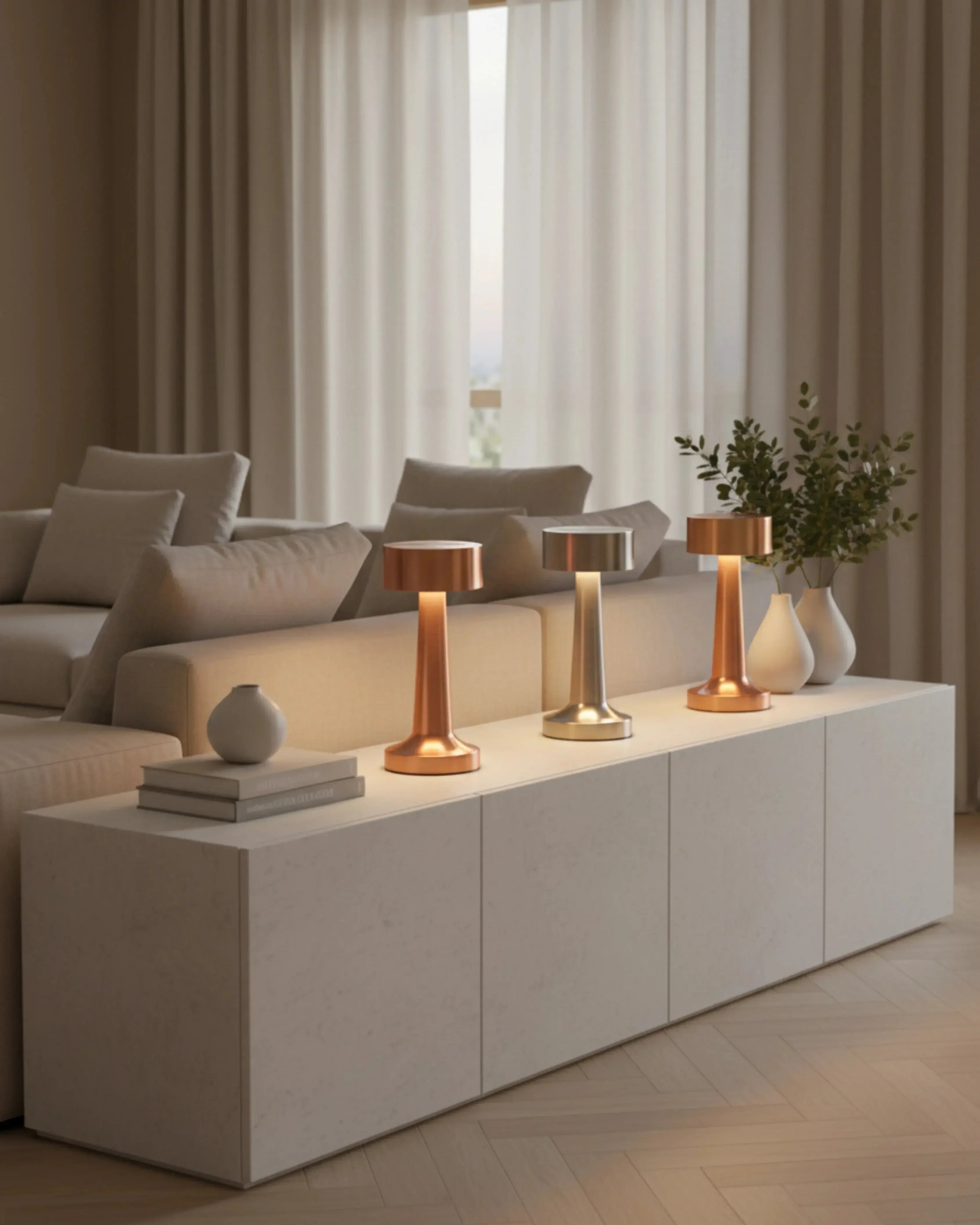 Lampe de lecture sans fil, tactile et rechargeable – modèle Elda par Korven Studio.