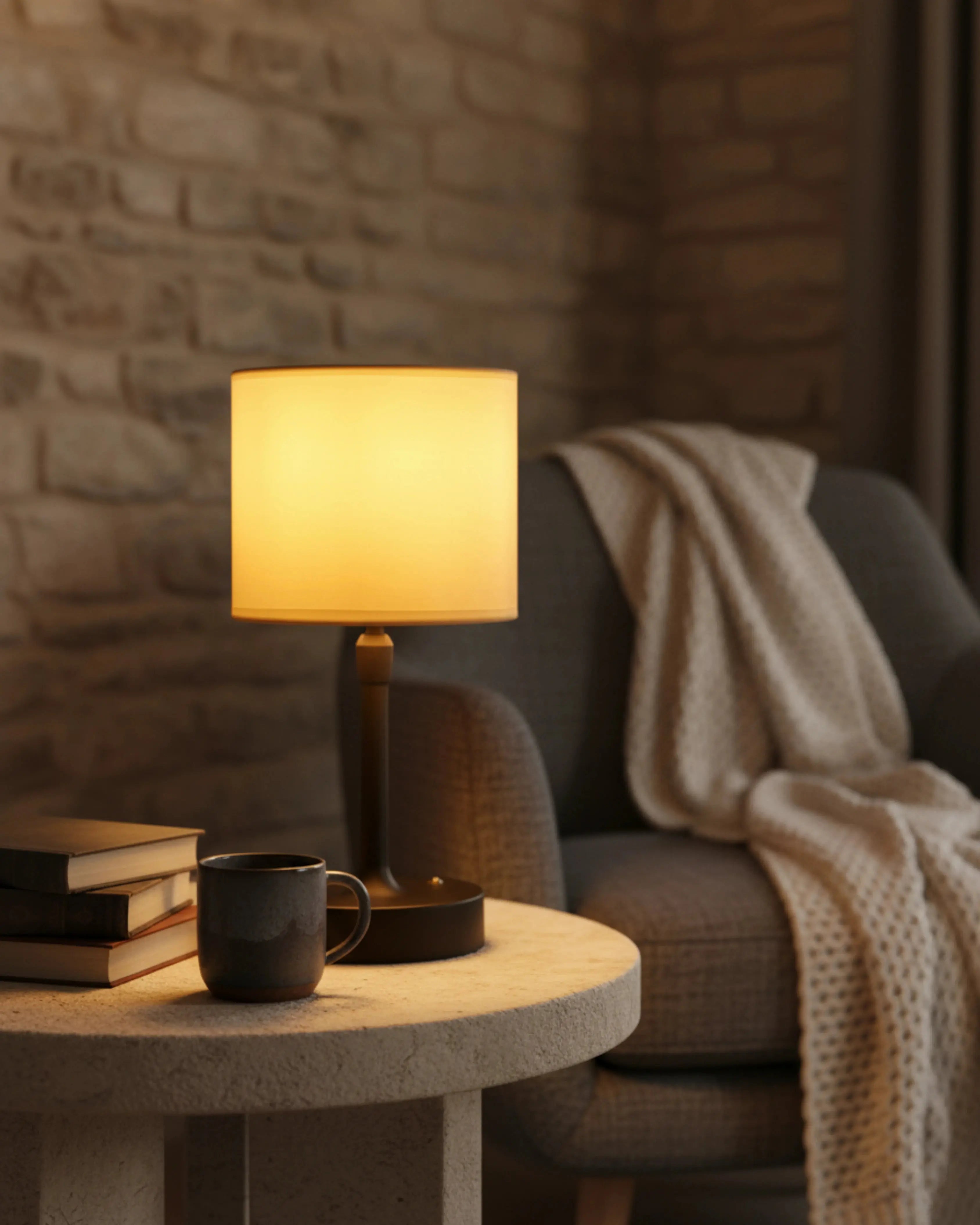 Lampe de lecture sans fil noire, tactile et rechargeable – modèle Sama par Korven Studio.