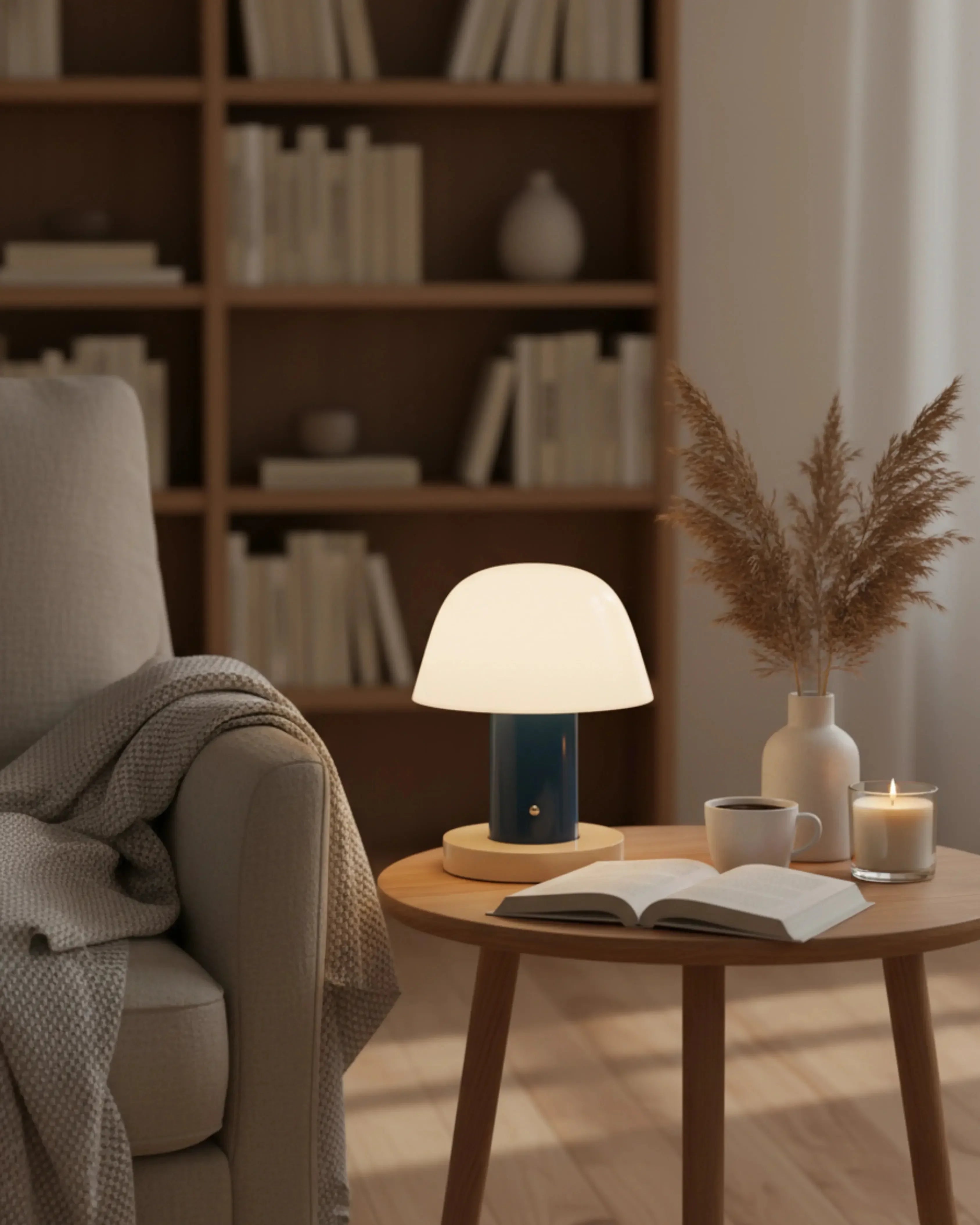 Lampe de table sans fil, rechargeable par USB – modèle Alva par Korven Studio.