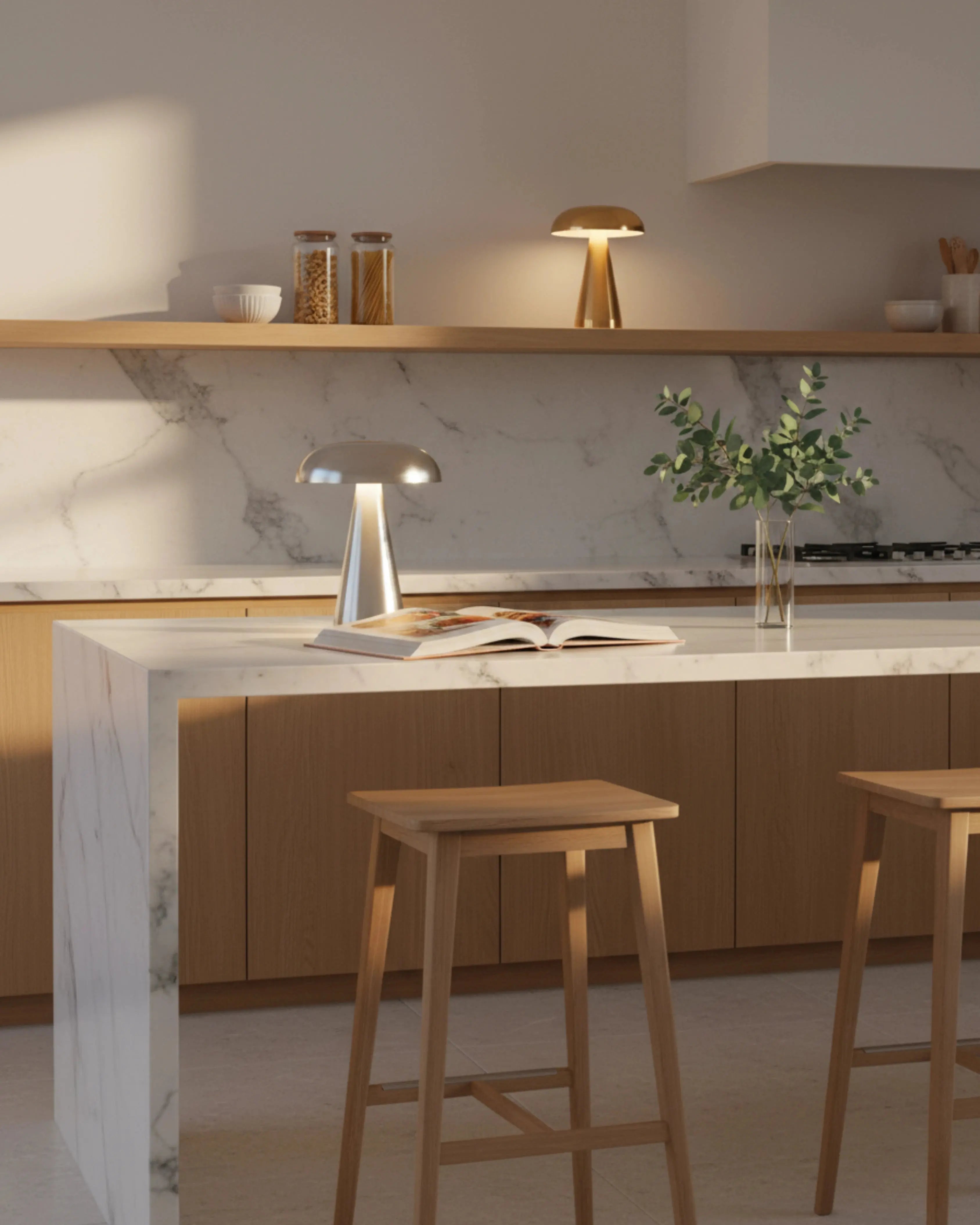 Lampe de table sans fil, LED rechargeable – modèle Kemi par Korven Studio.