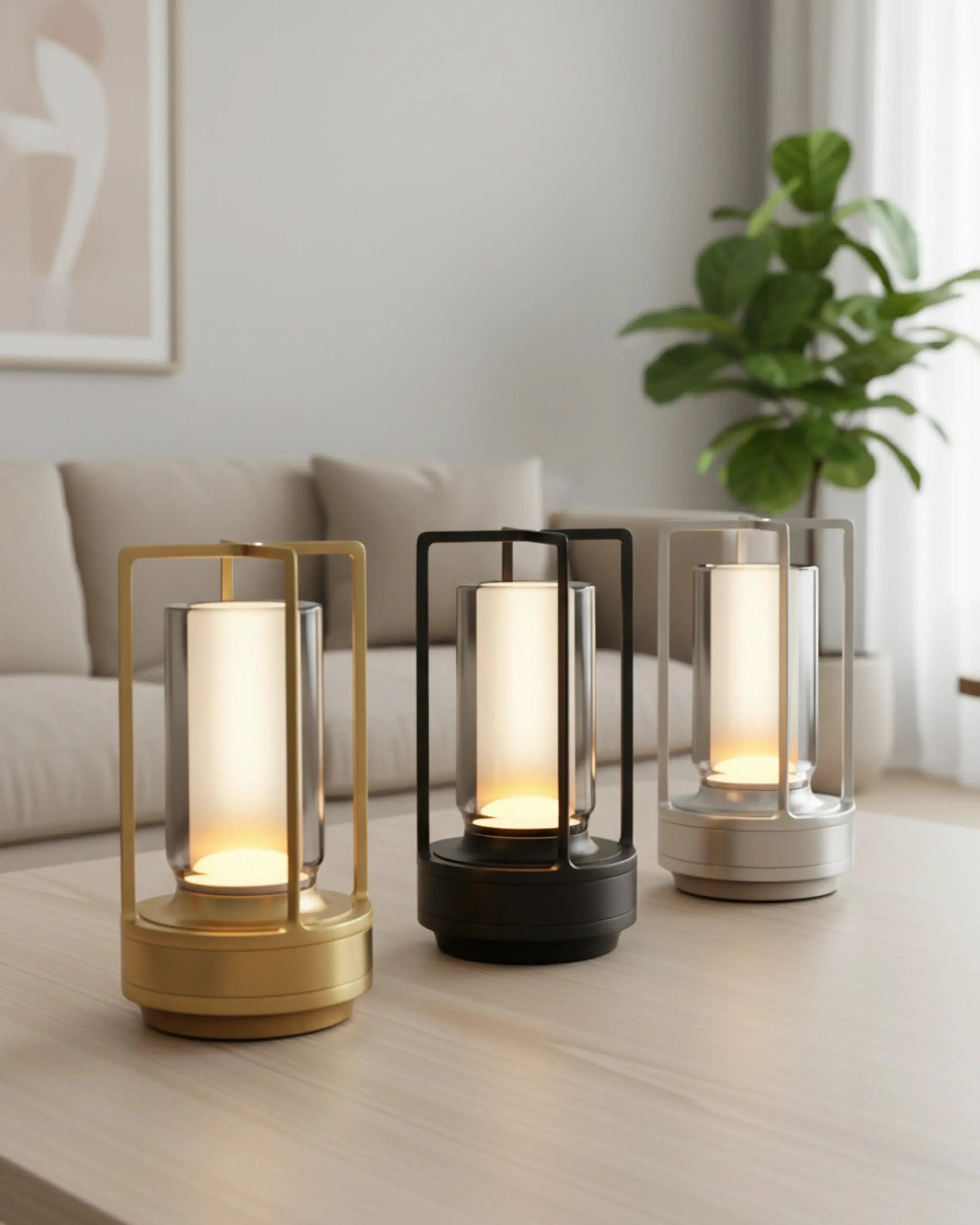 Lampe de table sans fil, rechargeable par USB – modèle Runa par Korven Studio.