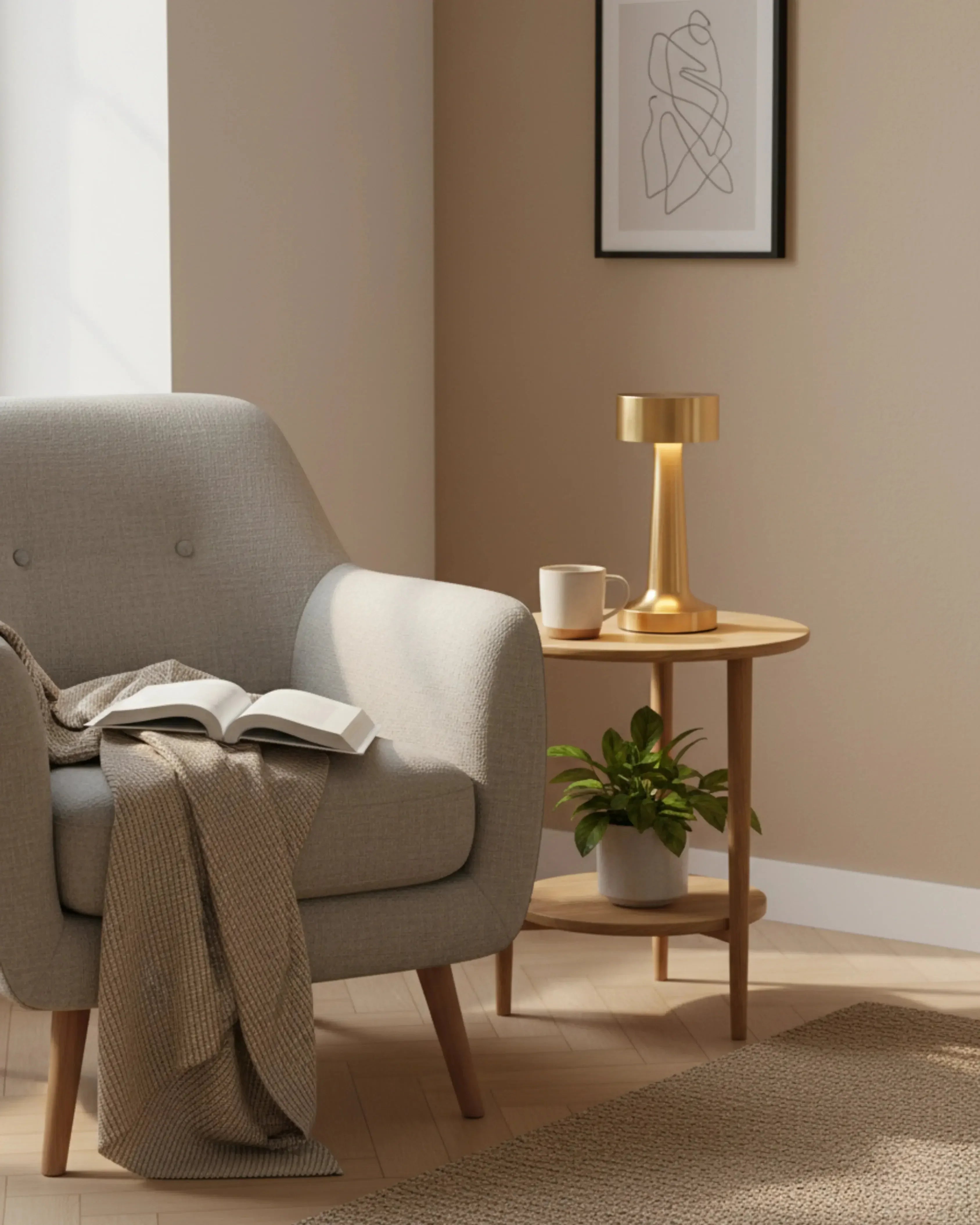 Lampe sans fil noire rechargeable – modèle Elda par Korven Studio.