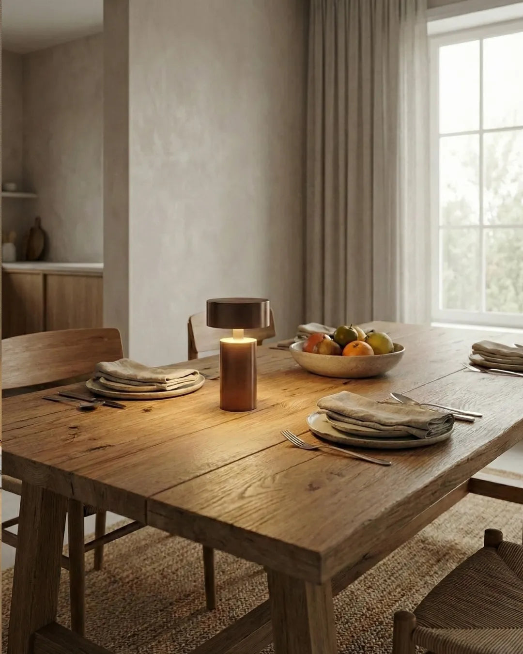 lampe sans fil rechargeable led couleur marron modele tomi par korven studio 