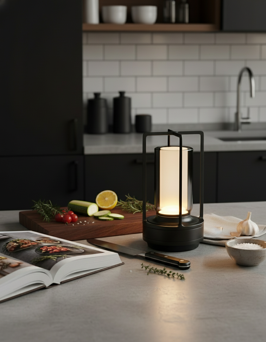lampe led sans fil rechargeable noir par korven studio 