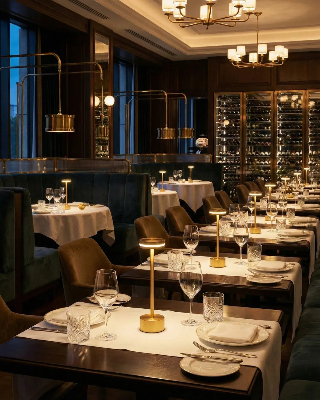 lampe sans fil couleur or par korven studio pour restaurant