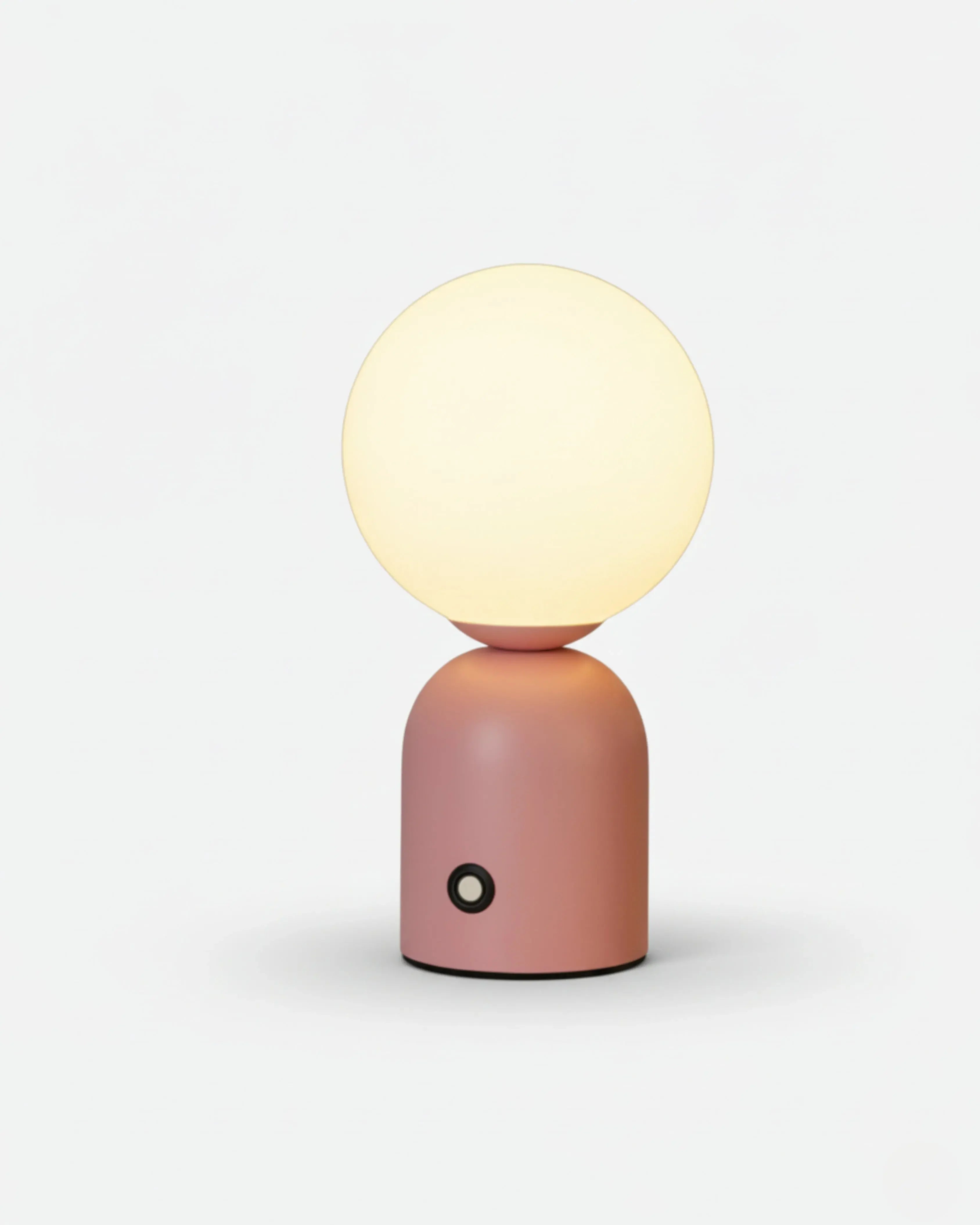 Lampe sans fil rose rechargeable – modèle Lumi par Korven Studio.