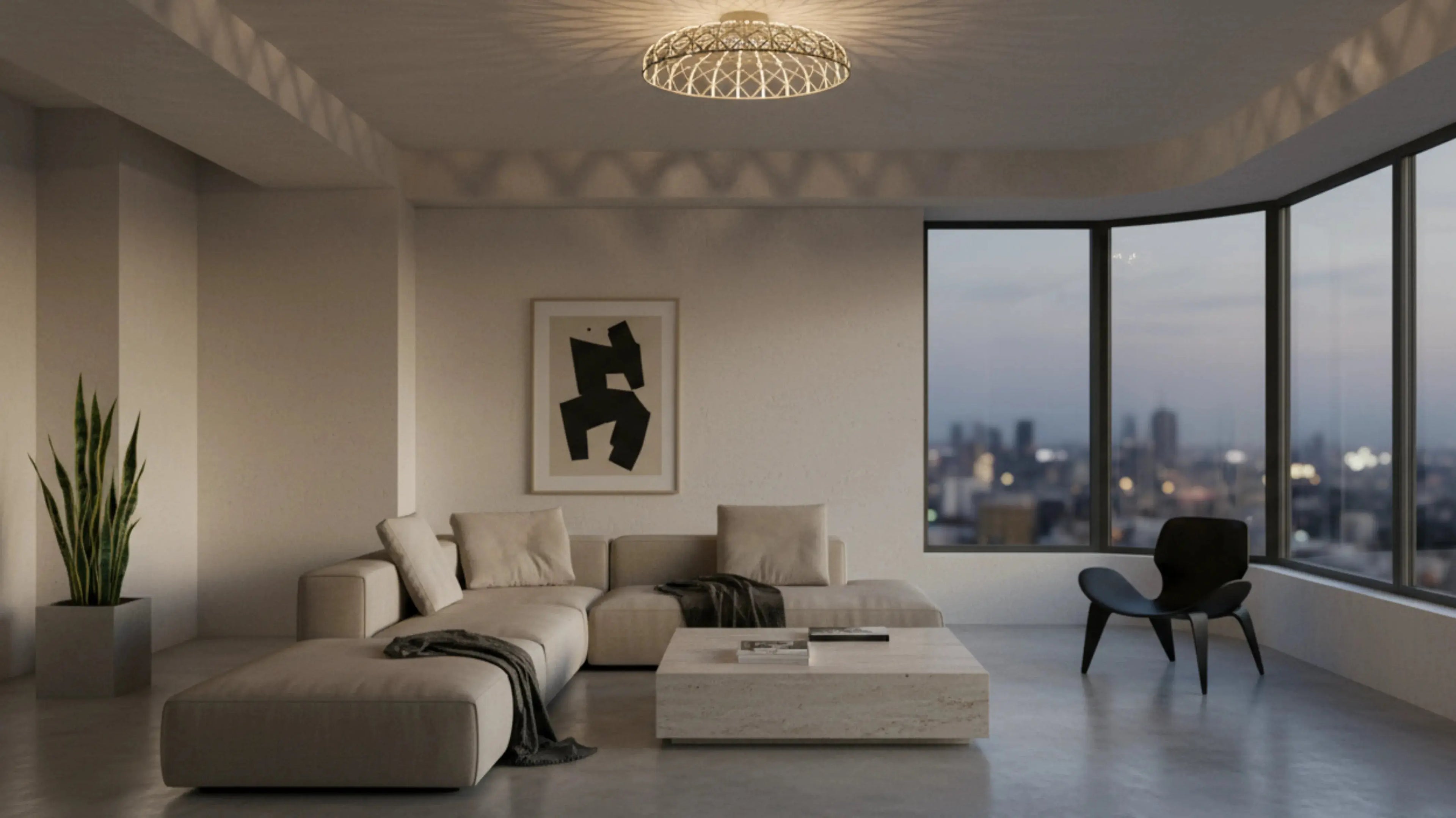 plafonnier, lustre orange kimo par korven studio