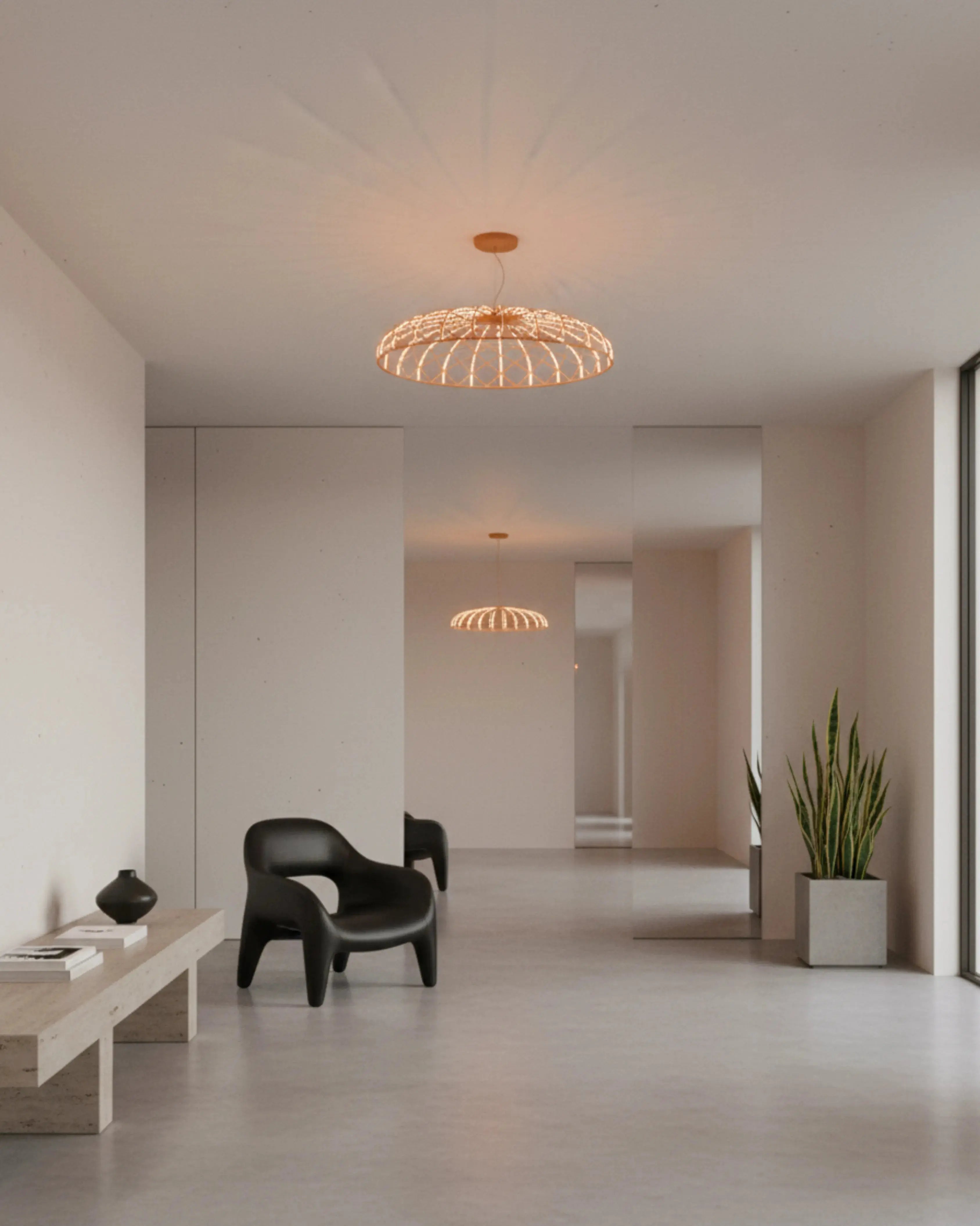 plafonnier, lustre orange kimo par korven studio