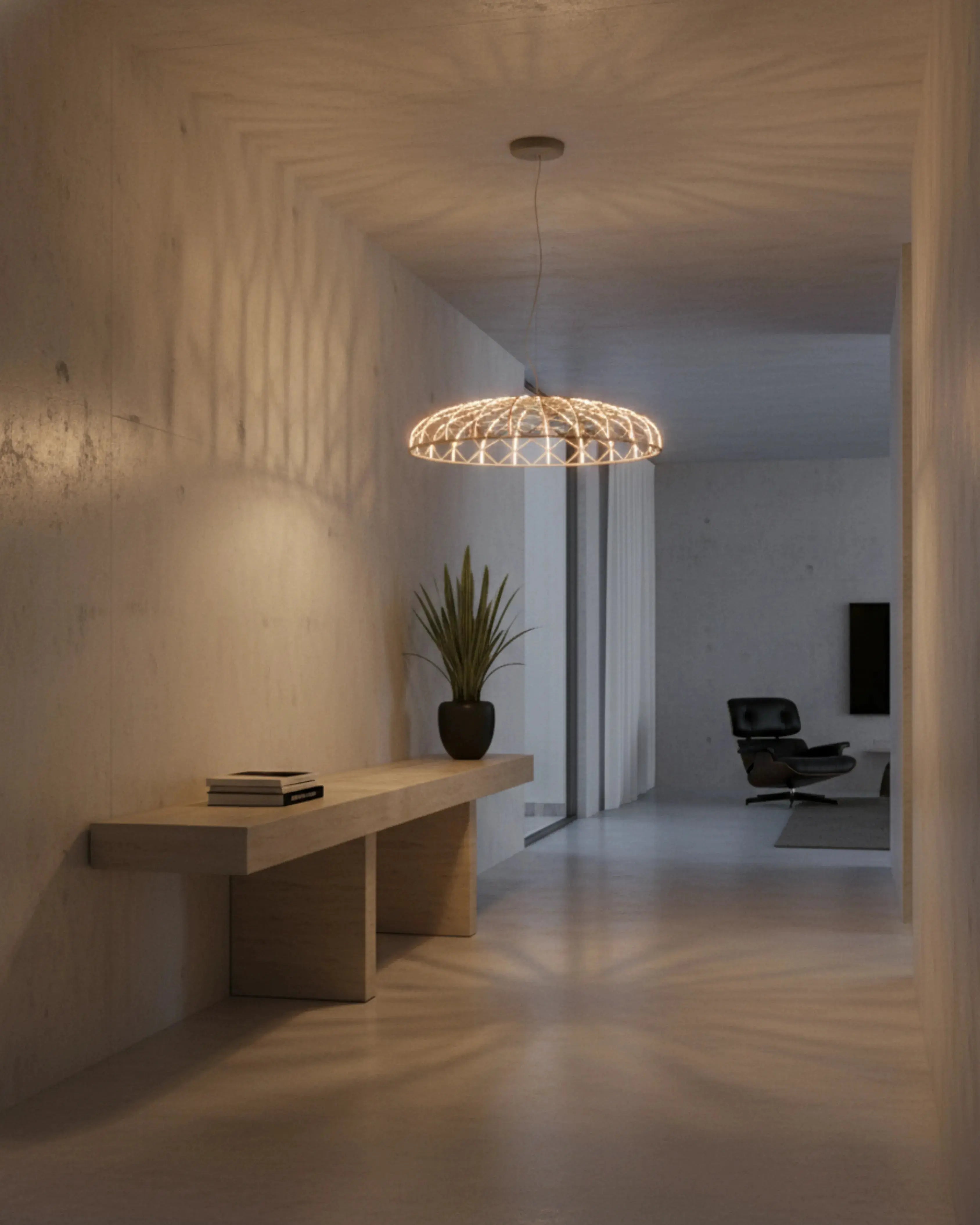 plafonnier, lustre orange kimo par korven studio