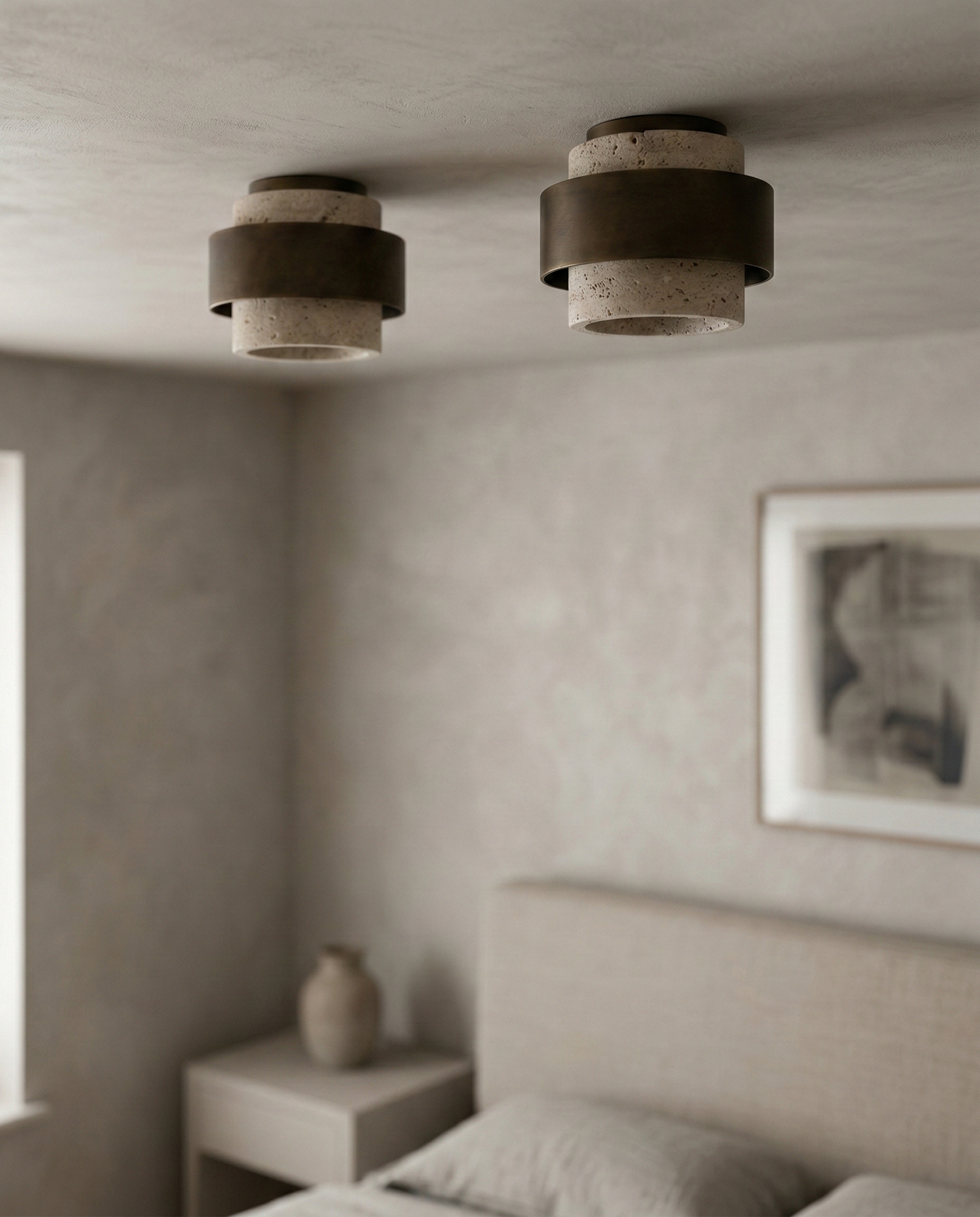 plafonniers travertin design japandi wabi sabi modele lyra par korven studio